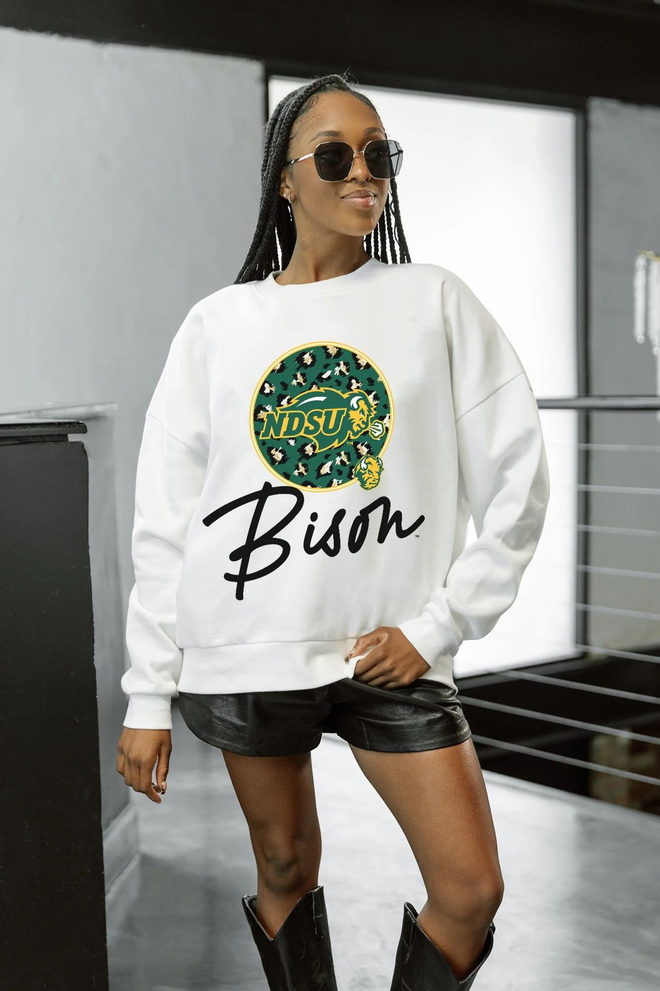 NORTH DAKOTA STATE BISON WILD BREAKTHROUGH PREMIUM FLEECE CREWNECK PULLOVER - Image 3