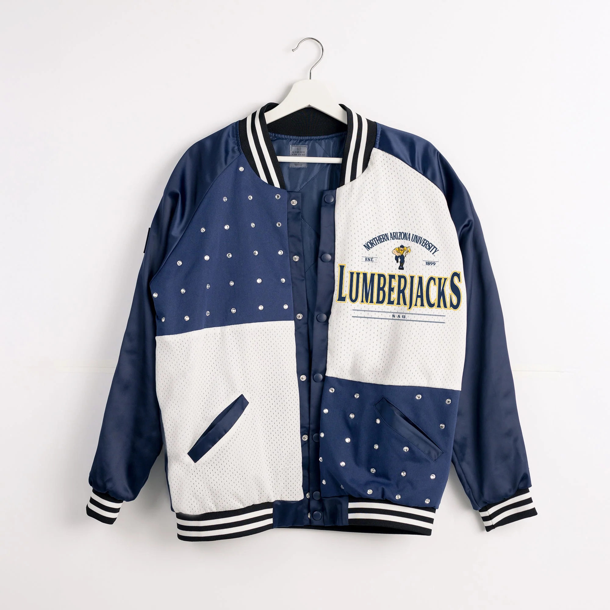 NORTHERN ARIZONA LUMBERJACKS INNER DRIVE THROWBACK VARSITY BOMBER JACKET - Image 8