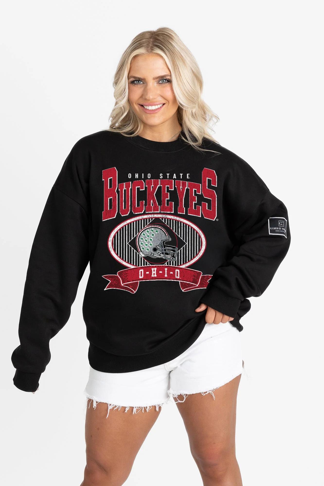 OHIO STATE BUCKEYES BOLD CHEERS BLACK LABEL PREMIUM FLEECE CREW SWEATSHIRT - Image 6