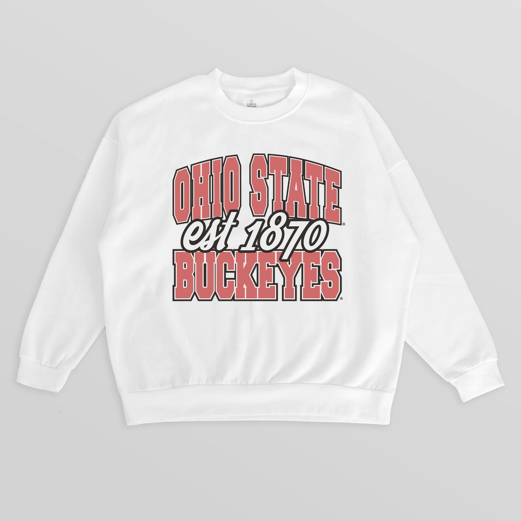 OHIO STATE BUCKEYES FADED FORMATION PREMIUM FLEECE DROP SHOULDER CREWNECK PULLOVER