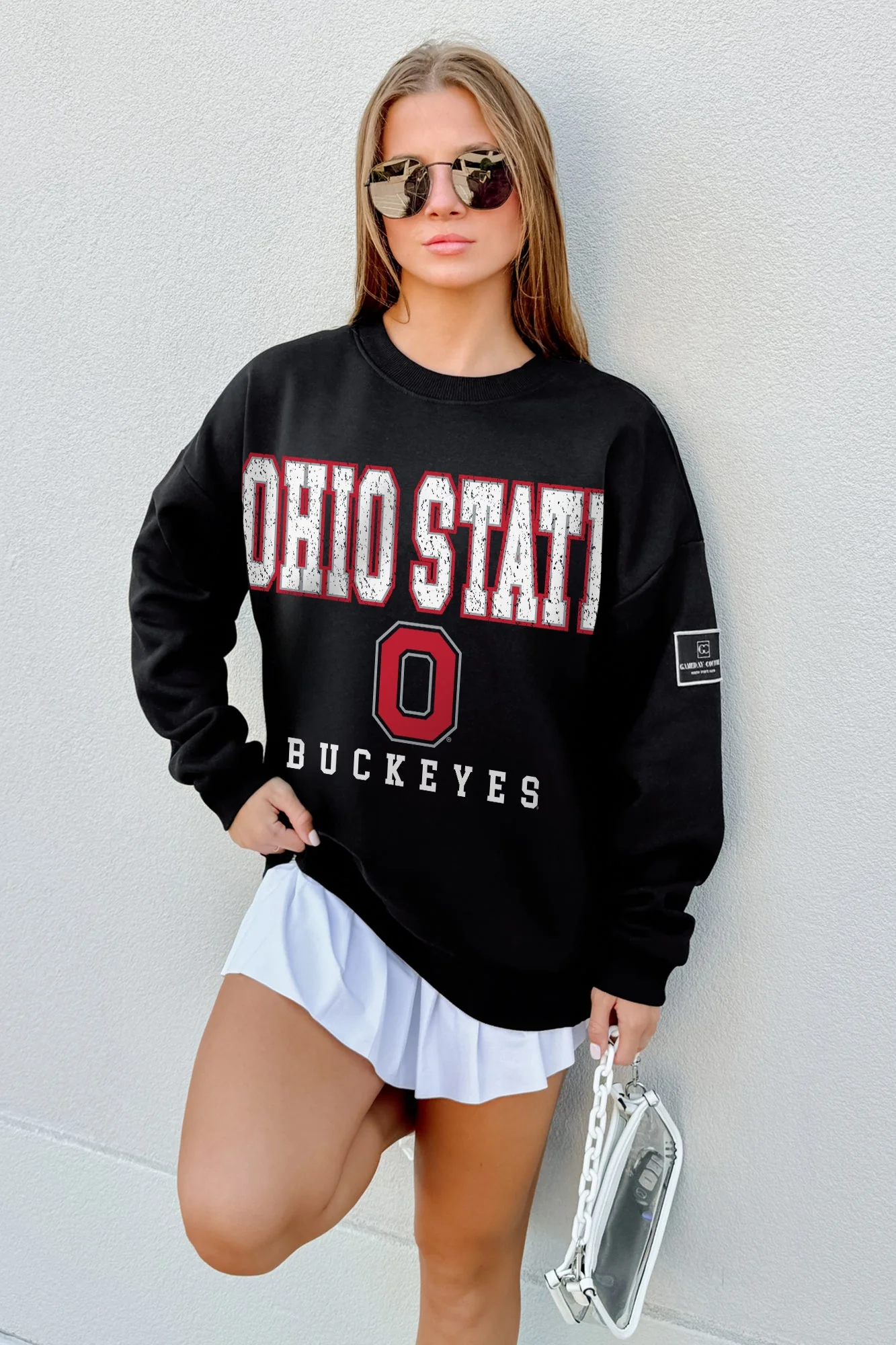 OHIO STATE BUCKEYES LEVEL UP BLACK LABEL PREMIUM FLEECE CREW SWEATSHIRT - Image 3