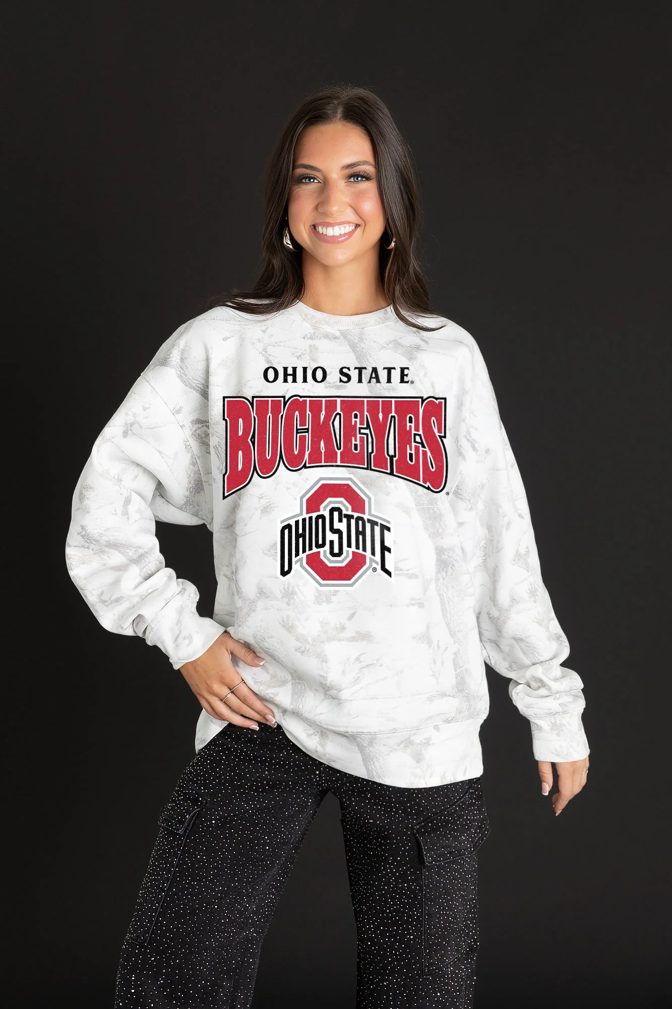 OHIO STATE BUCKEYES RALLY READY PREMIUM DROP SHOULDER CAMO PULLOVER