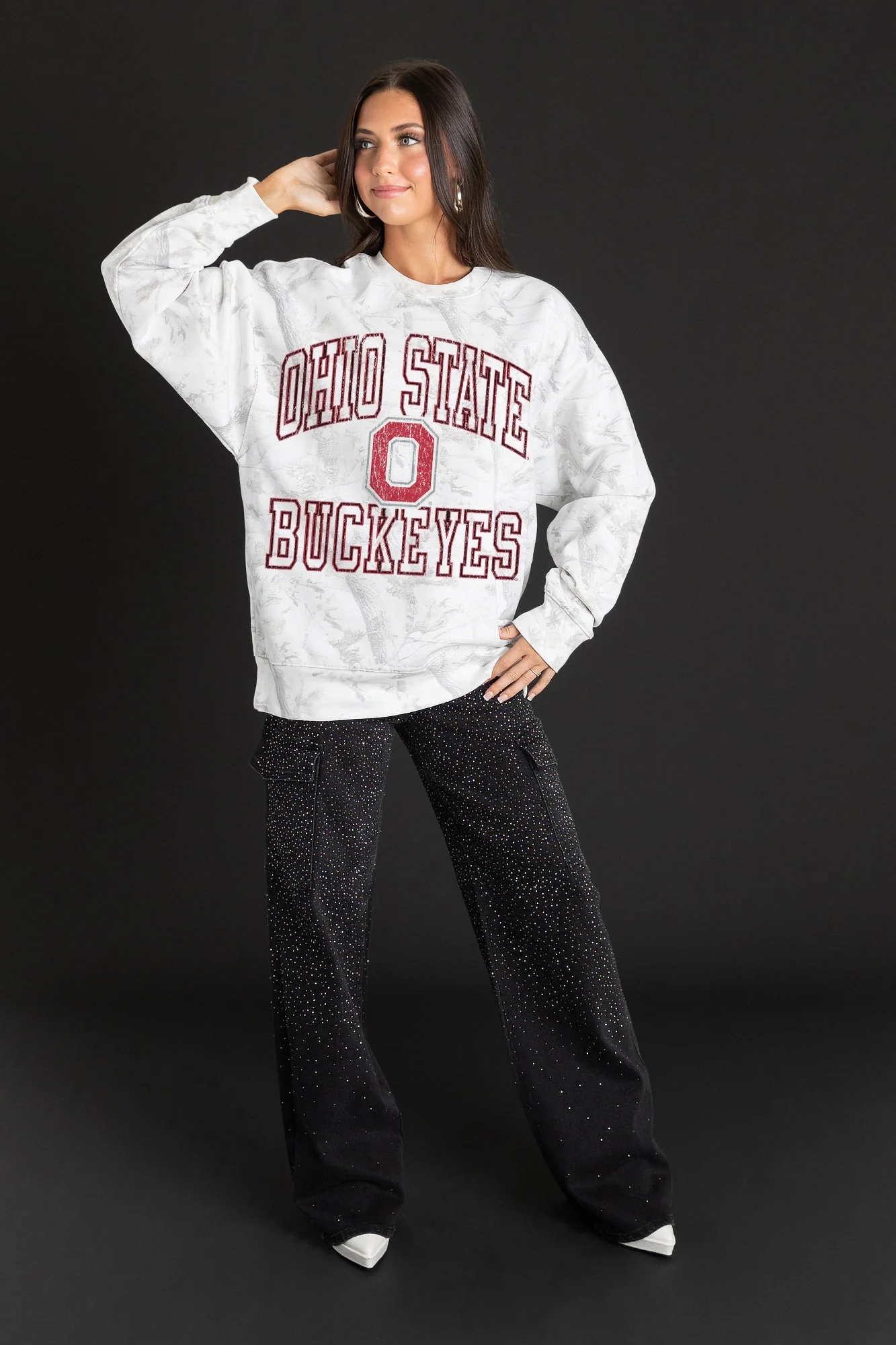 OHIO STATE BUCKEYES WHITEOUT PREMIUM DROP SHOULDER CAMO PULLOVER - Image 3