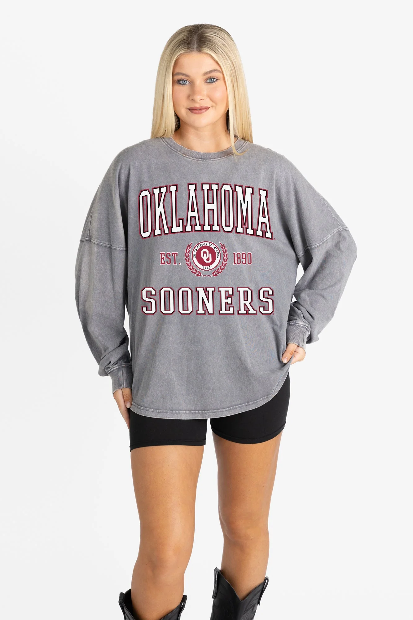 OKLAHOMA SOONERS FINAL SCORE FADED WASH PULLOVER - Image 6