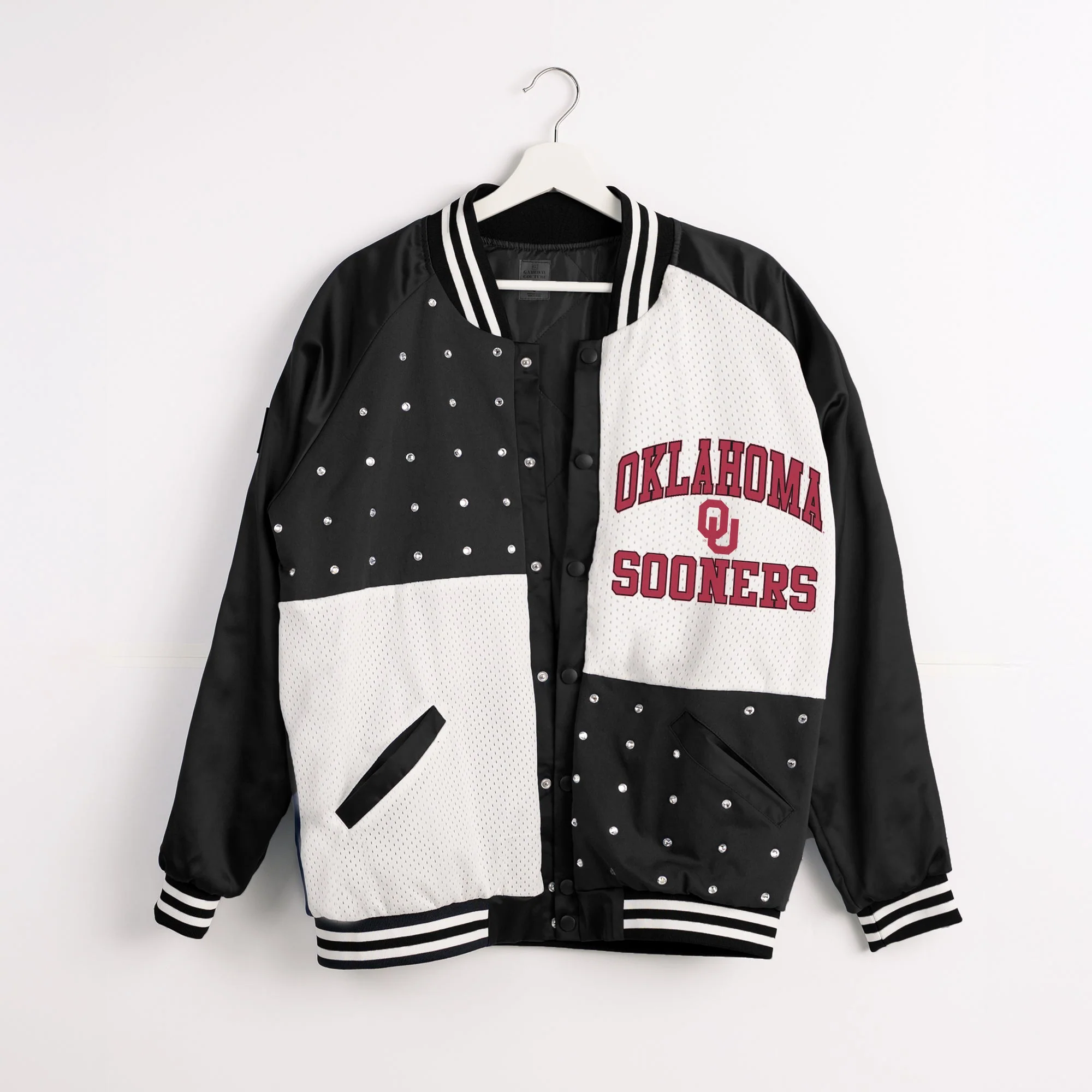 OKLAHOMA SOONERS REFINED RIVALRY THROWBACK VARSITY BOMBER JACKET - Image 8
