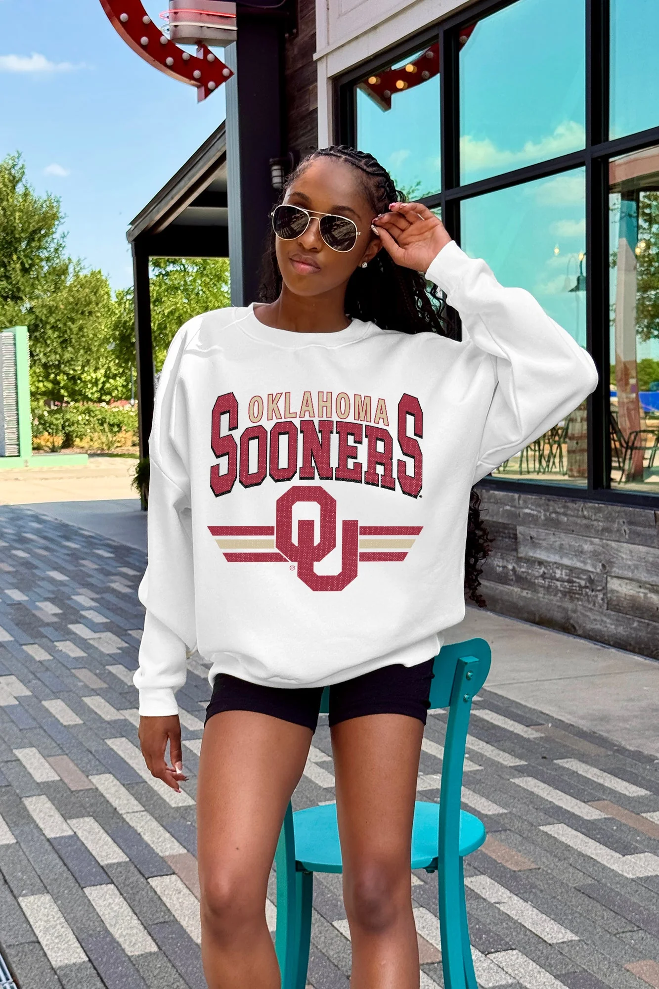 OKLAHOMA SOONERS SWIFT STRIKE PREMIUM FLEECE DROP SHOULDER CREWNECK PULLOVER - Image 2