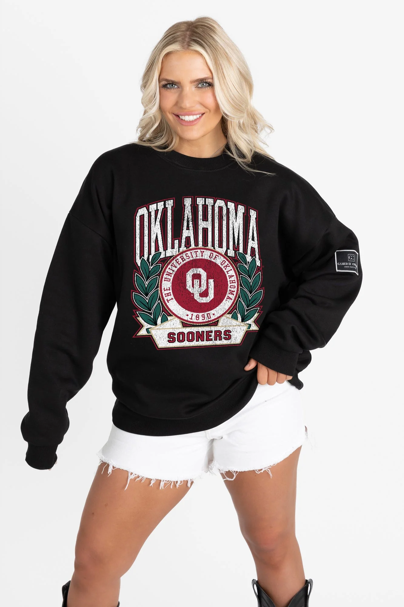 OKLAHOMA SOONERS VICTORY LANE BLACK LABEL PREMIUM FLEECE CREW SWEATSHIRT - Image 6