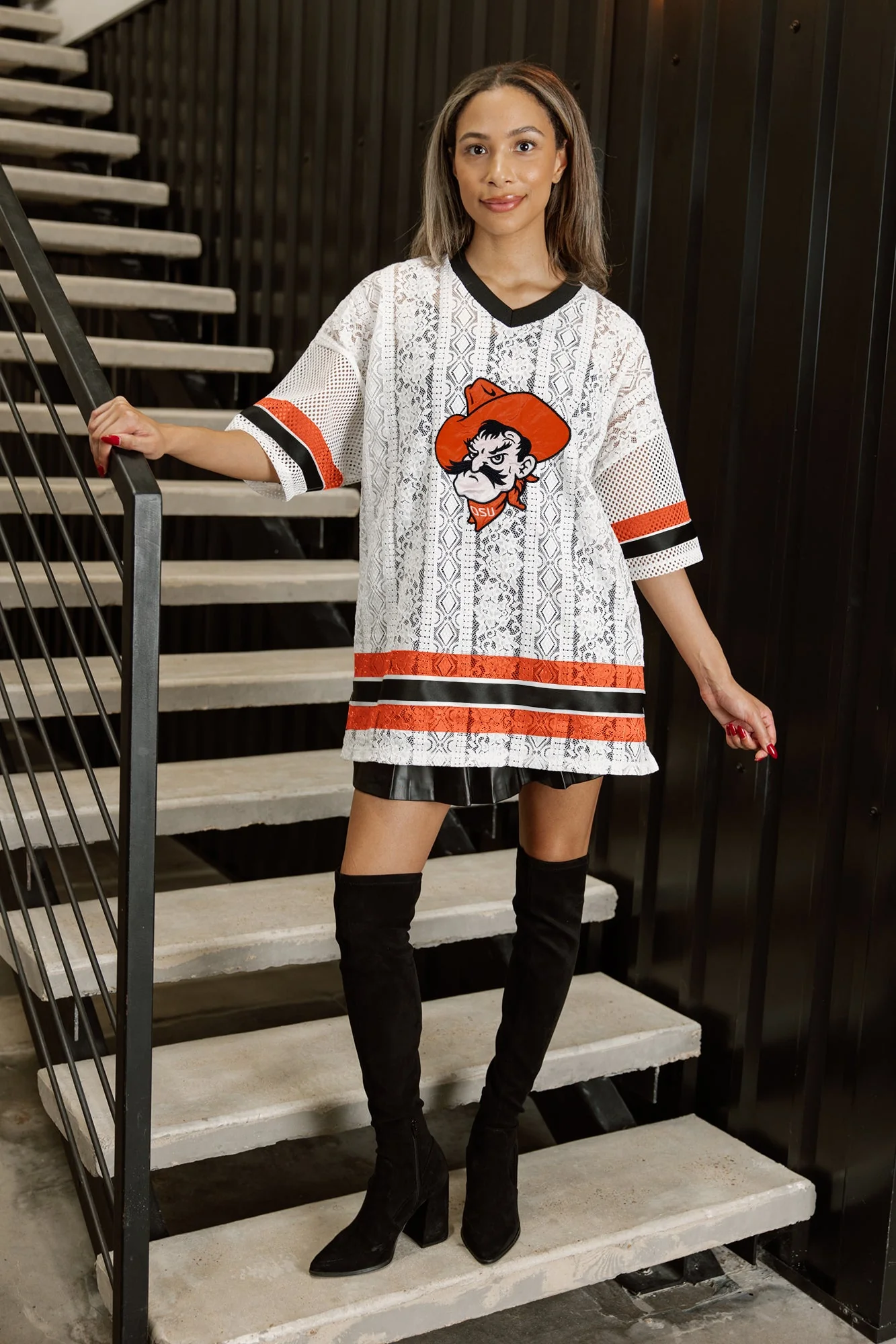 OKLAHOMA STATE COWBOYS HIGH NOTE LACE FASHION JERSEY