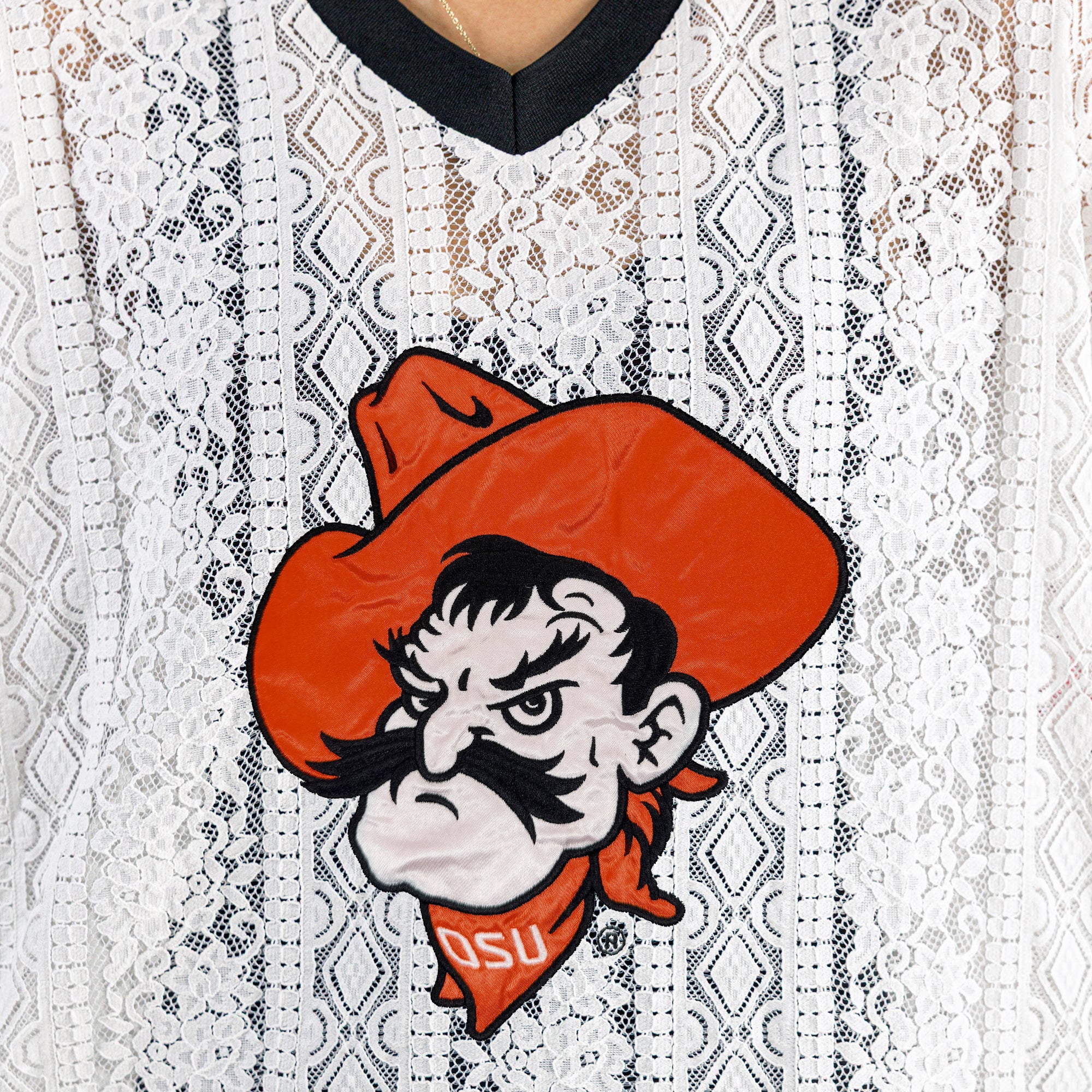 OKLAHOMA STATE COWBOYS HIGH NOTE LACE FASHION JERSEY - Image 10