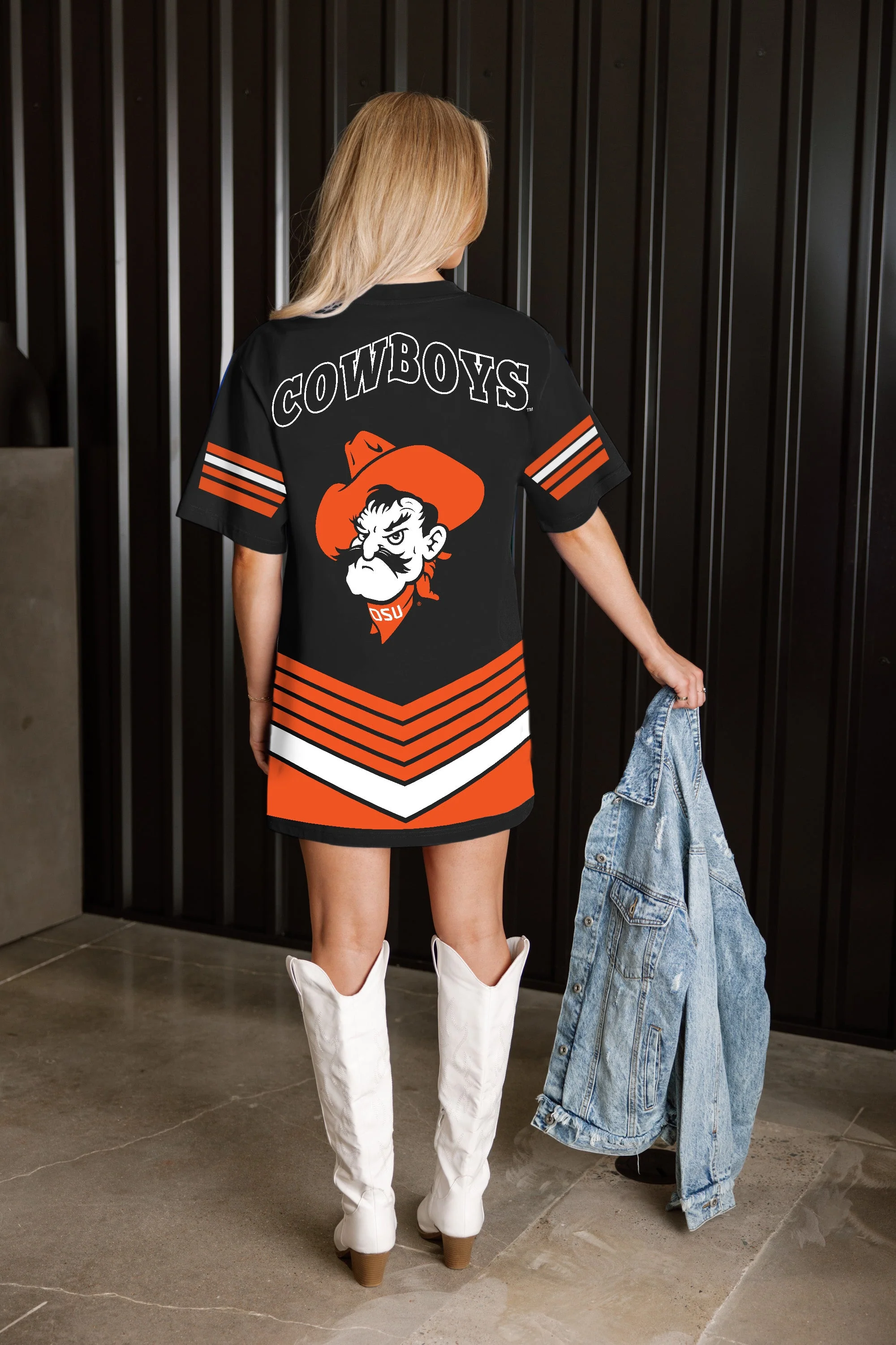 OKLAHOMA STATE COWBOYS PERFECT SCORE RETRO T-SHIRT DRESS - Image 3