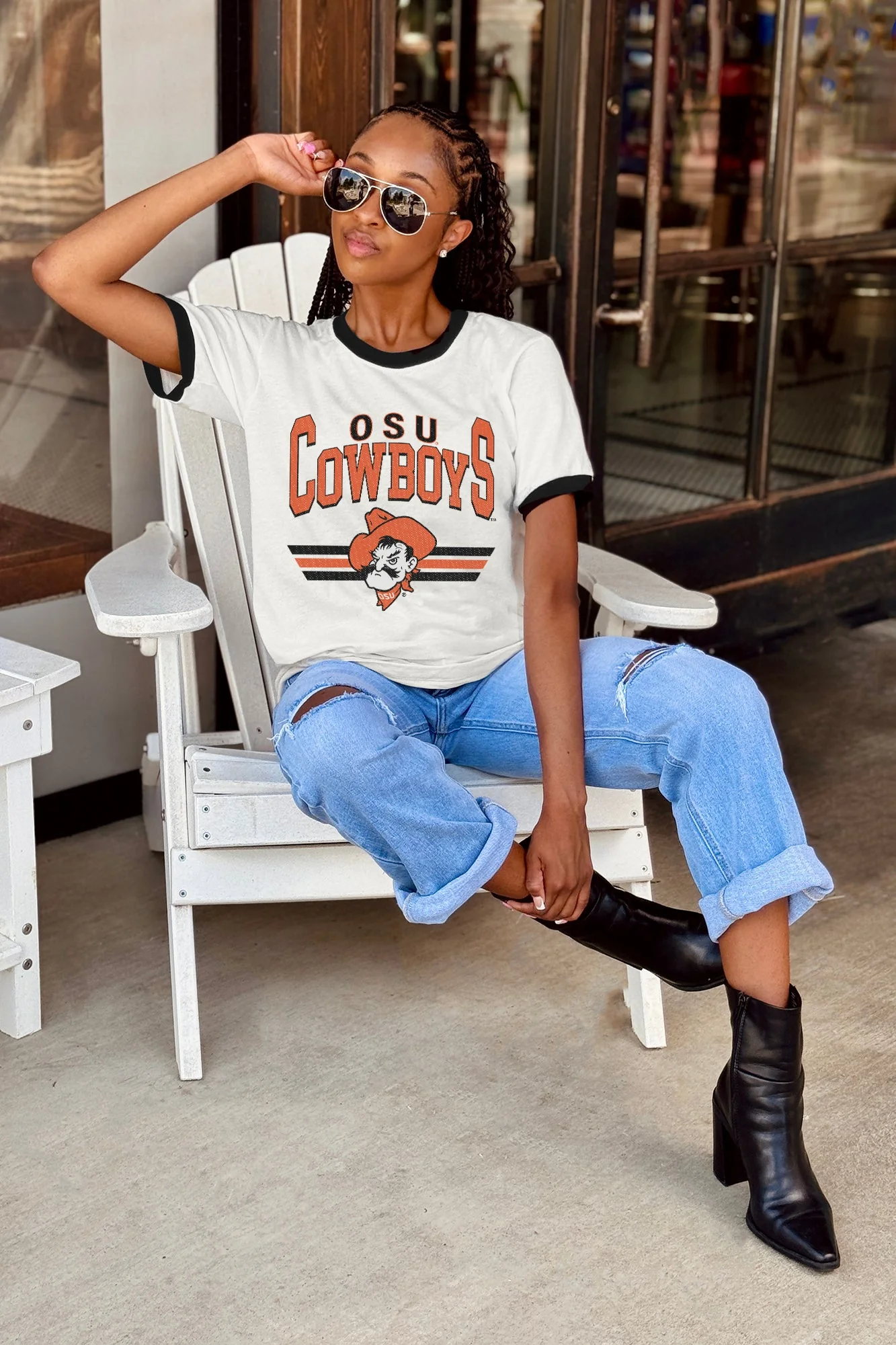 OKLAHOMA STATE COWBOYS SWIFT STRIKE VINTAGE RINGER TEE - Image 3