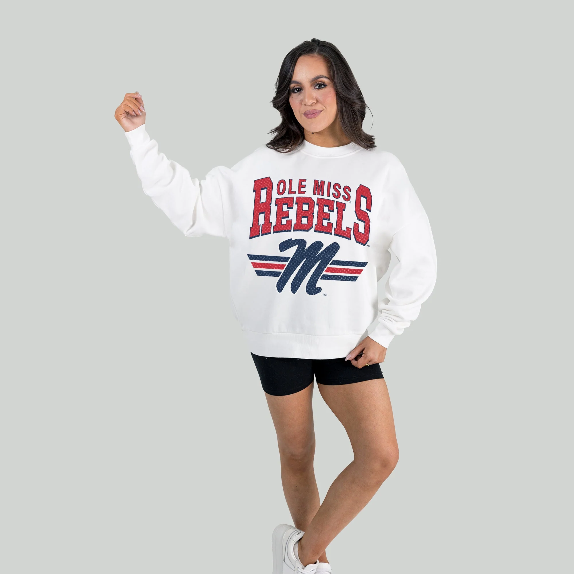 OLE MISS REBELS SWIFT STRIKE PREMIUM FLEECE DROP SHOULDER CREWNECK PULLOVER - Image 4