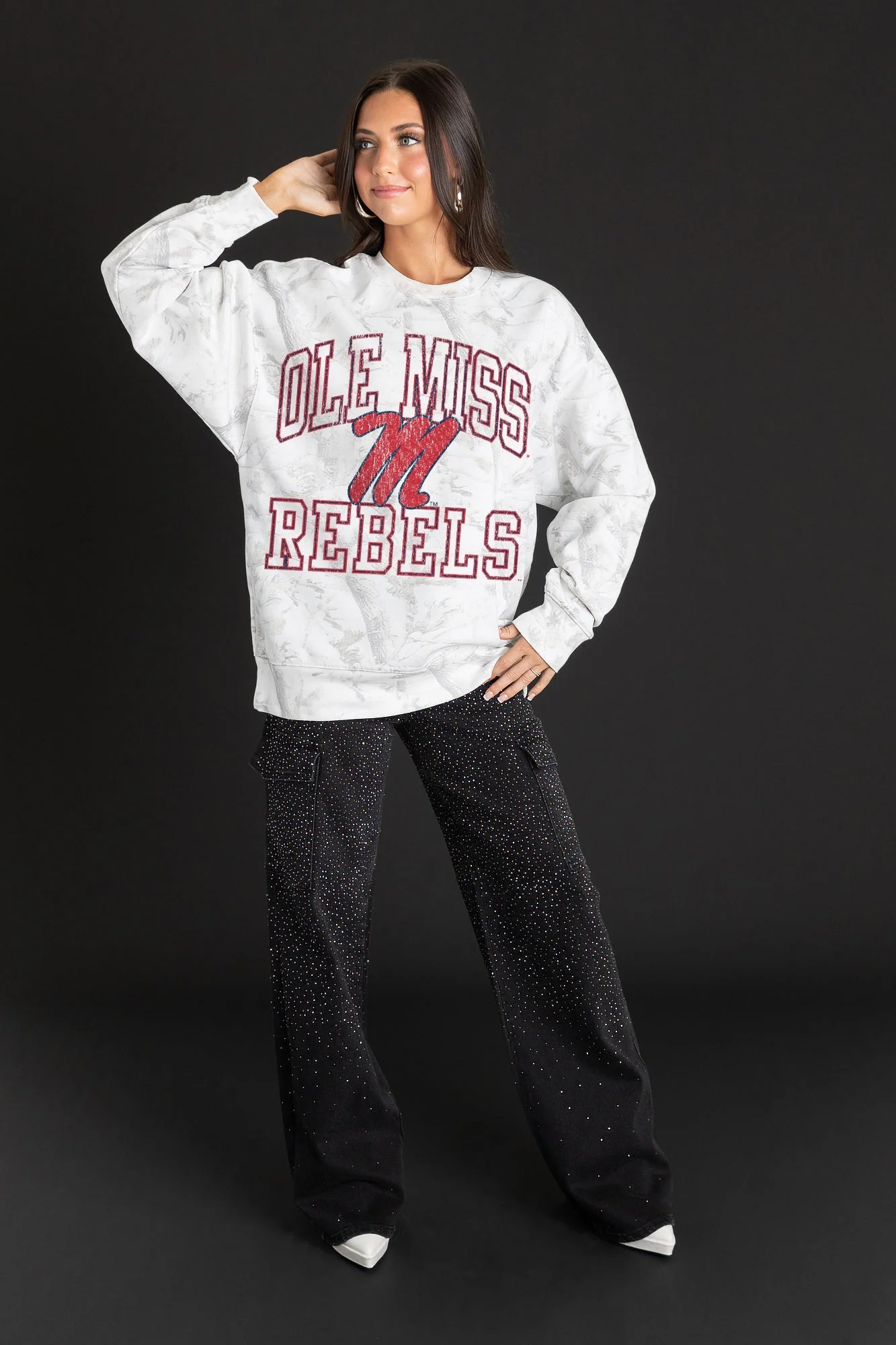 OLE MISS REBELS WHITEOUT PREMIUM DROP SHOULDER CAMO PULLOVER - Image 3