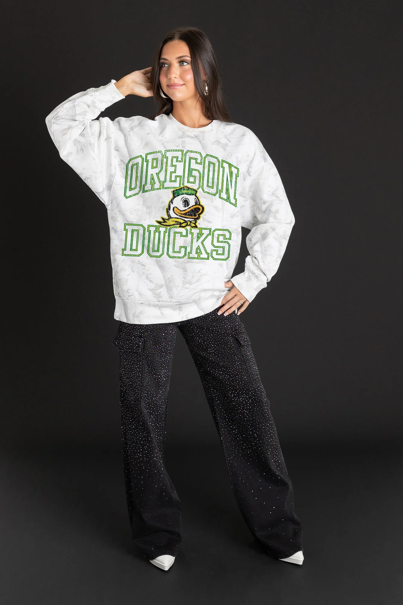 OREGON DUCKS WHITEOUT PREMIUM DROP SHOULDER CAMO PULLOVER - Image 3