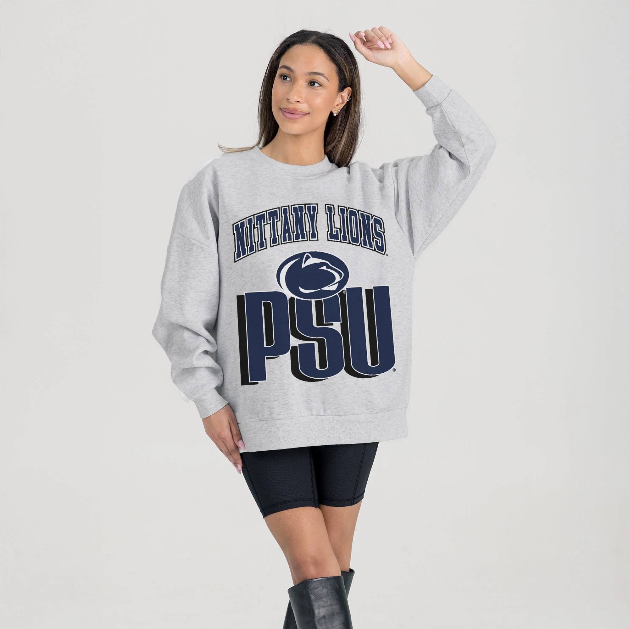 PENN STATE NITTANY LIONS FIERCE FOCUS PREMIUM FLEECE DROP SHOULDER CREWNECK PULLOVER