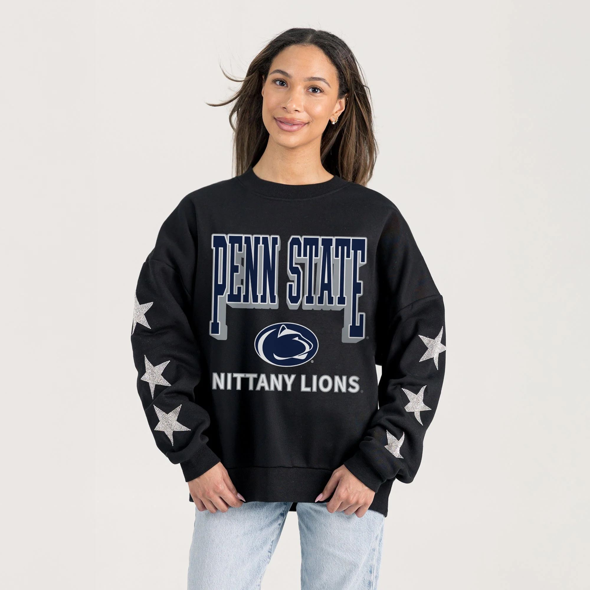 PENN STATE NITTANY LIONS PURE VICTORY EMBELLISHED STAR SLEEVE CREWNECK PULLOVER - Image 2