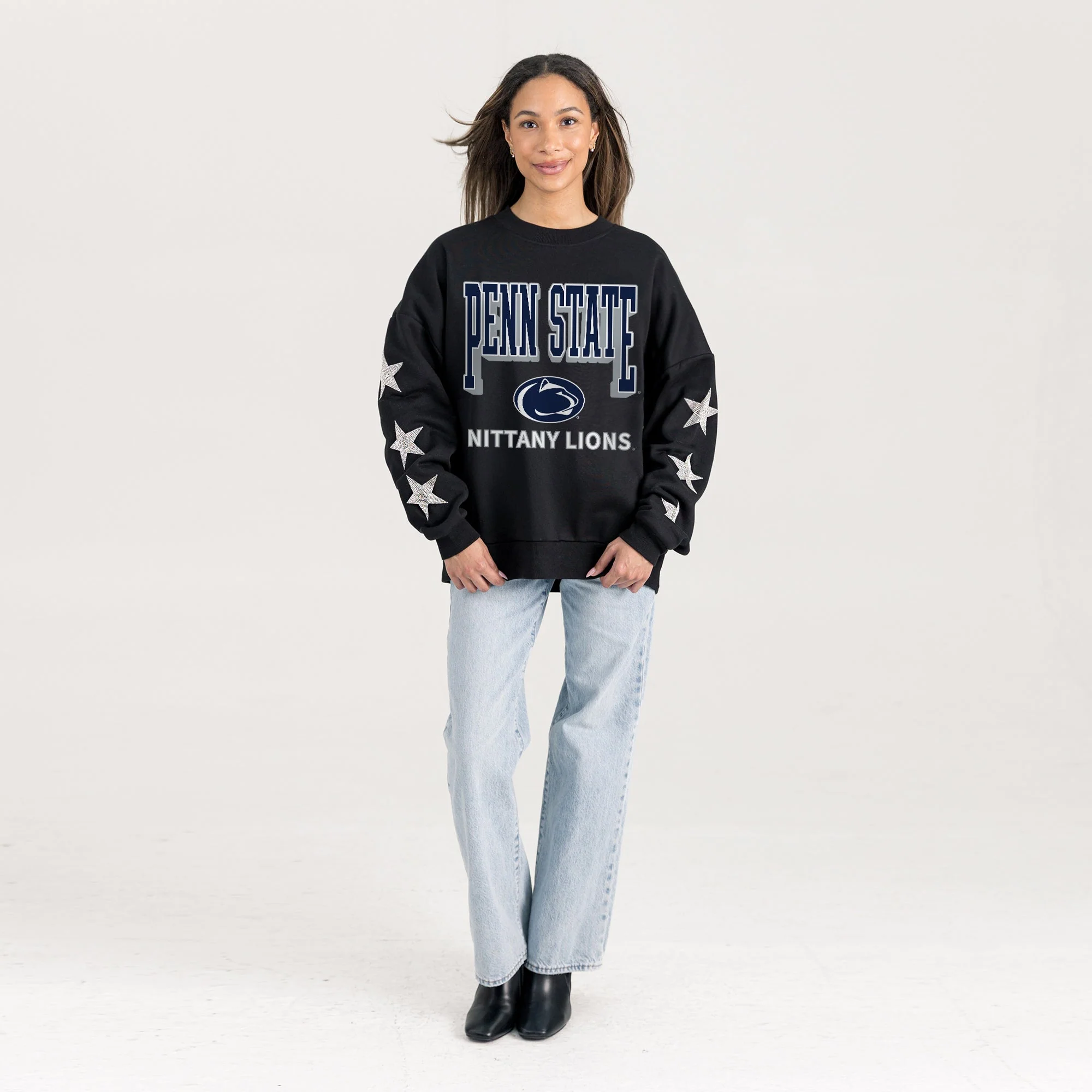 PENN STATE NITTANY LIONS PURE VICTORY EMBELLISHED STAR SLEEVE CREWNECK PULLOVER - Image 4