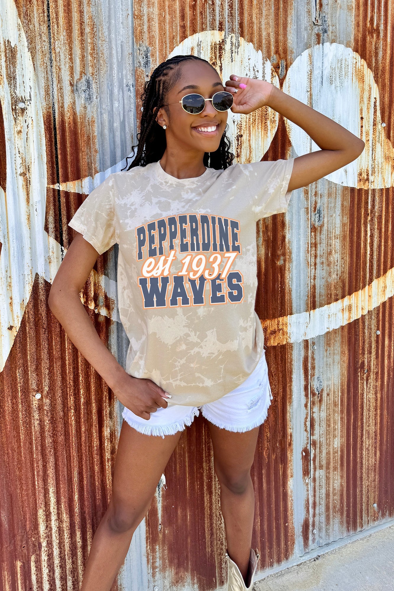 PEPPERDINE WAVES DEEP ROOTS BLEACH WASH TEE - Image 3