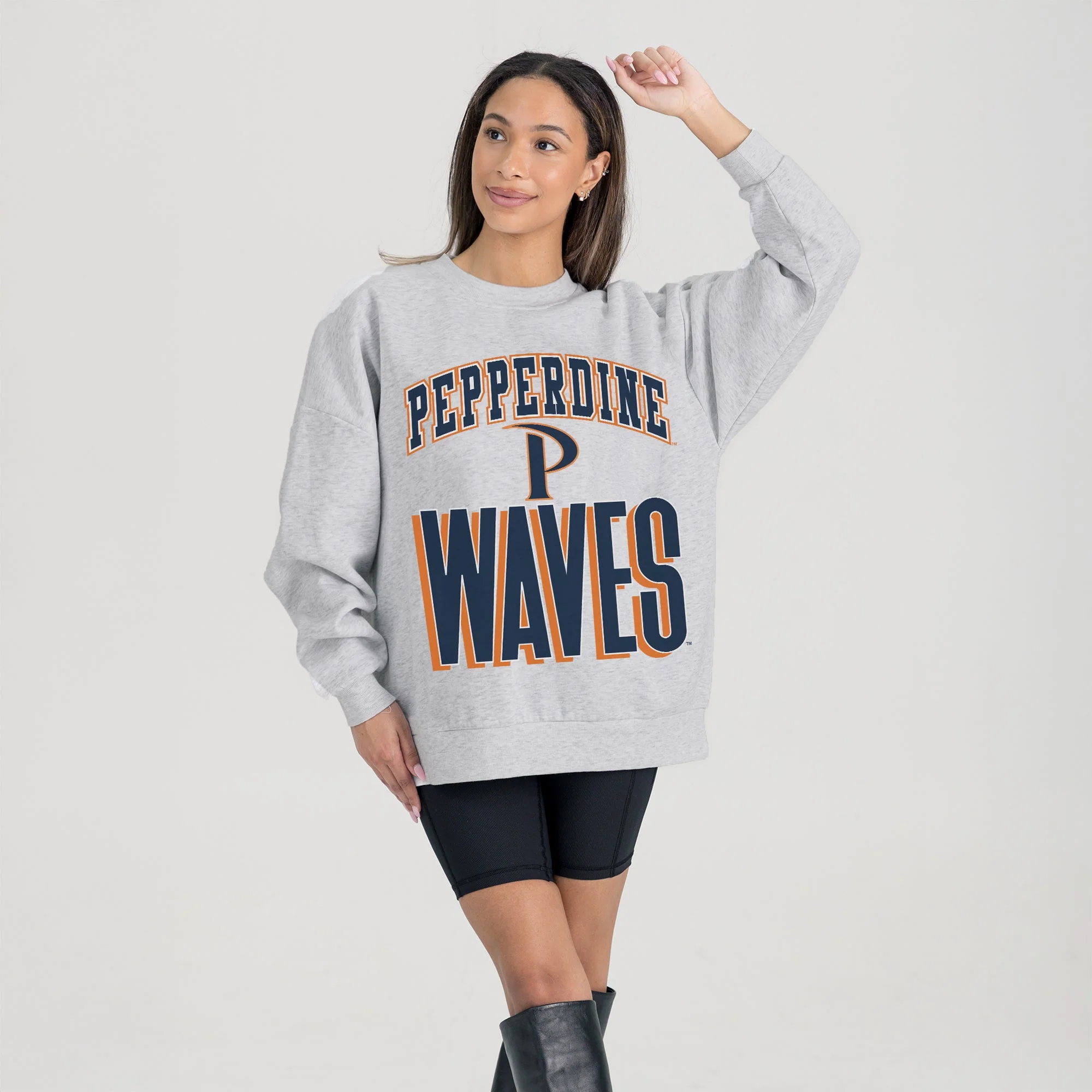 PEPPERDINE WAVES FIERCE FOCUS PREMIUM FLEECE DROP SHOULDER CREWNECK PULLOVER