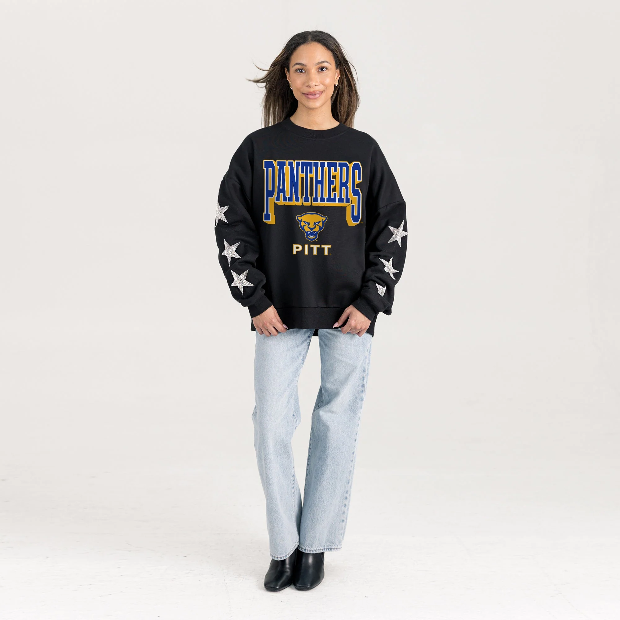 PITTSBURGH PANTHERS PURE VICTORY EMBELLISHED STAR SLEEVE CREWNECK PULLOVER - Image 4