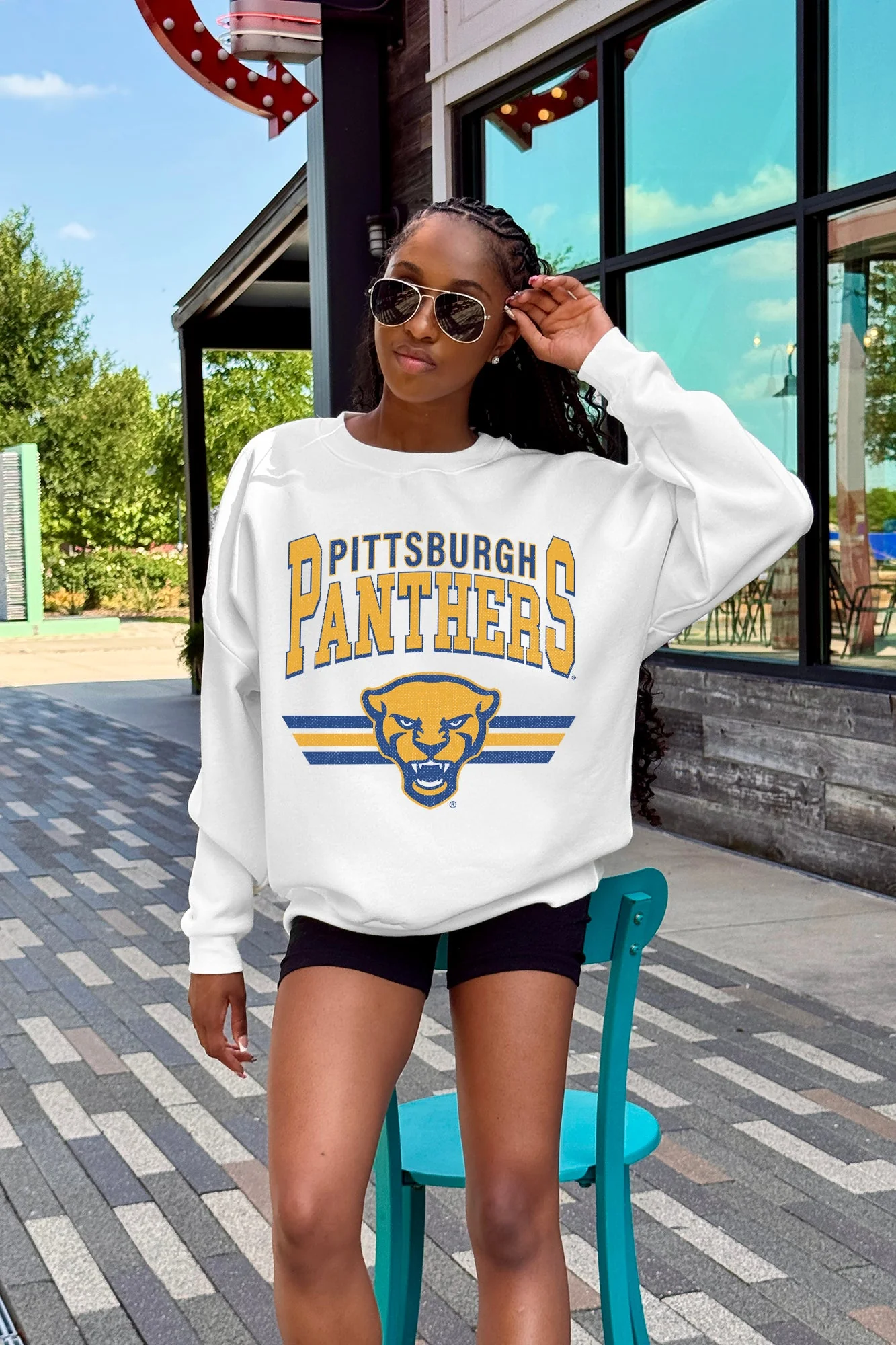 PITTSBURGH PANTHERS SWIFT STRIKE PREMIUM FLEECE DROP SHOULDER CREWNECK PULLOVER - Image 2