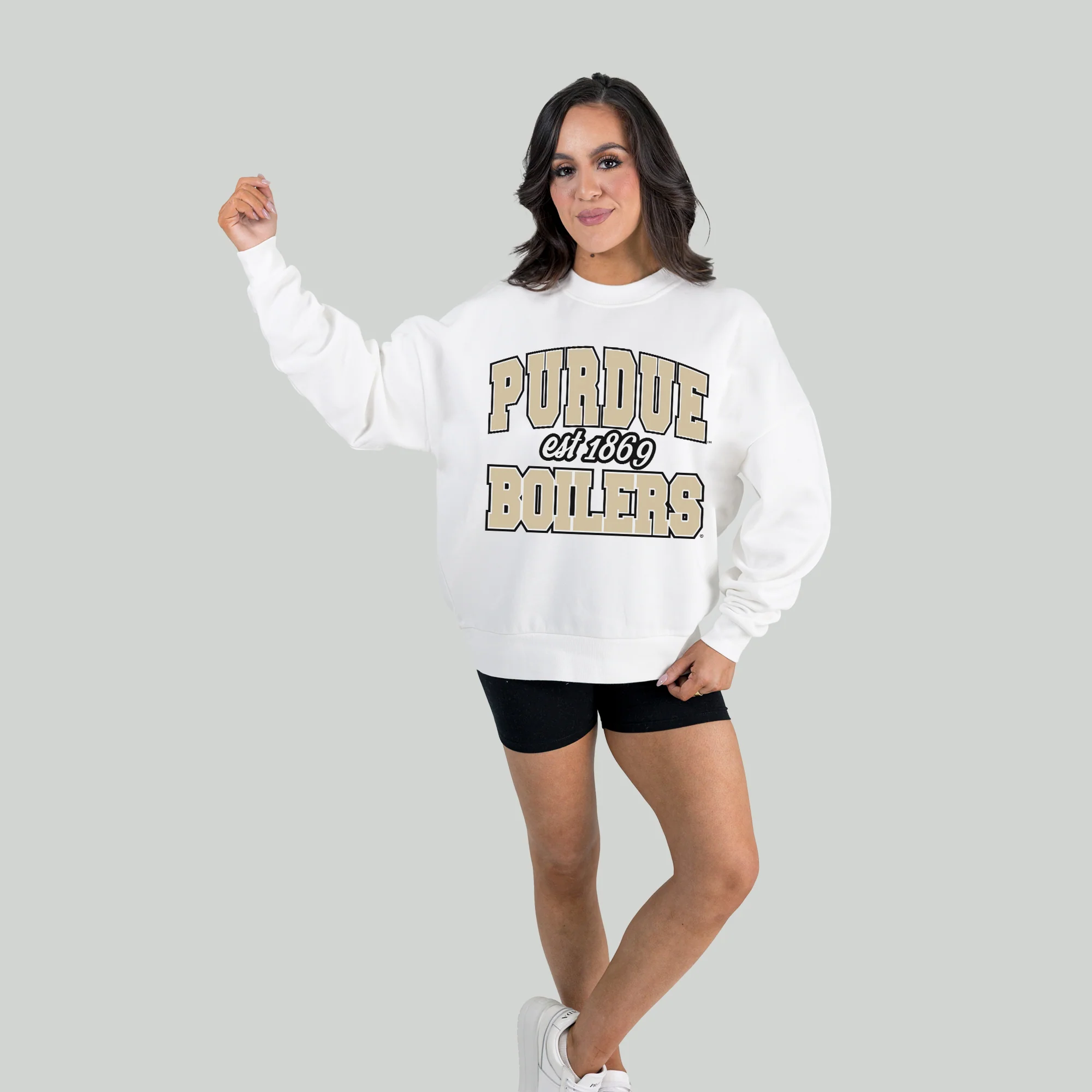 PURDUE BOILERMAKERS FADED FORMATION PREMIUM FLEECE DROP SHOULDER CREWNECK PULLOVER - Image 4