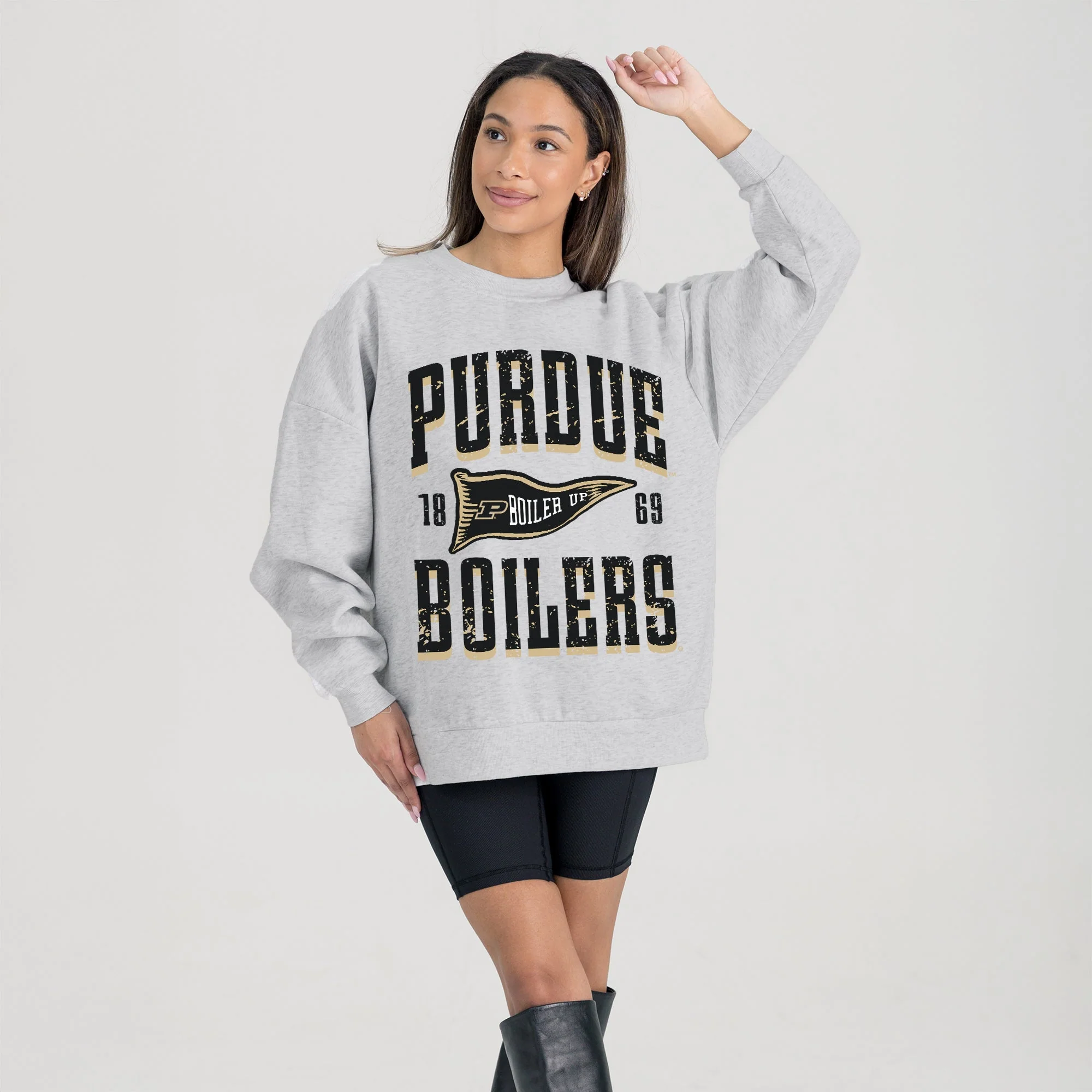 PURDUE BOILERMAKERS PENNANT PRIDE PREMIUM FLEECE DROP SHOULDER CREWNECK PULLOVER - Image 4