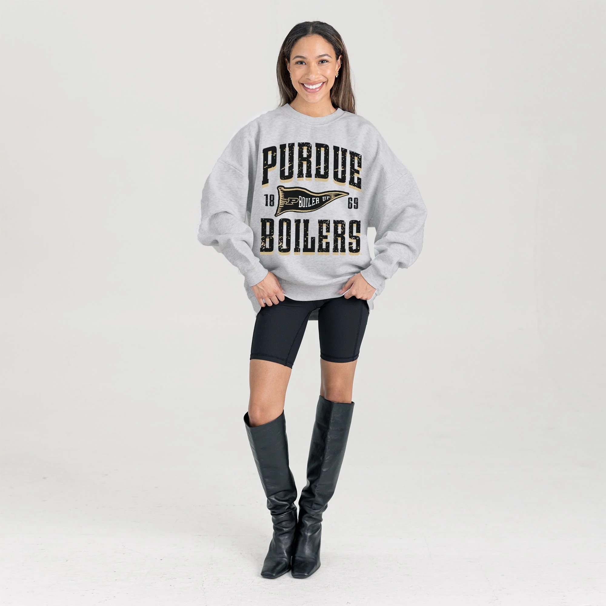 PURDUE BOILERMAKERS PENNANT PRIDE PREMIUM FLEECE DROP SHOULDER CREWNECK PULLOVER - Image 6