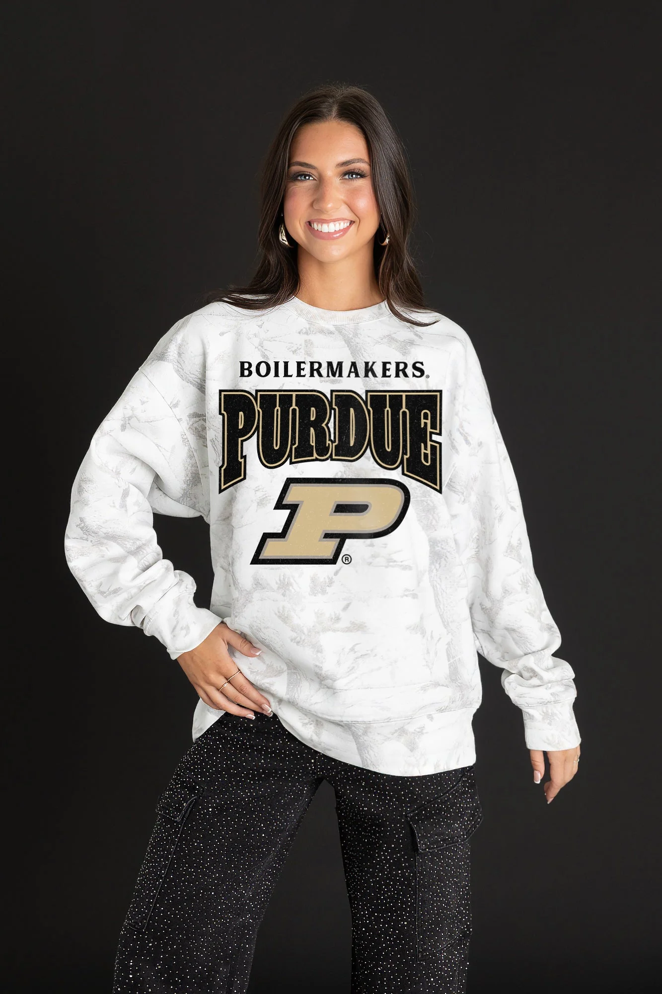 PURDUE BOILERMAKERS RALLY READY PREMIUM DROP SHOULDER CAMO PULLOVER
