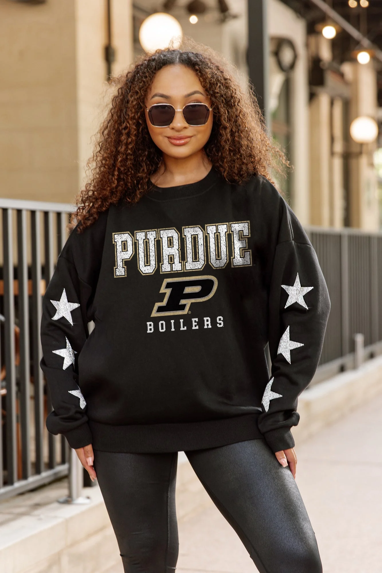 PURDUE BOILERMAKERS VELOCITY STAR EMBELLISHED CREW SWEATSHIRT - Image 2