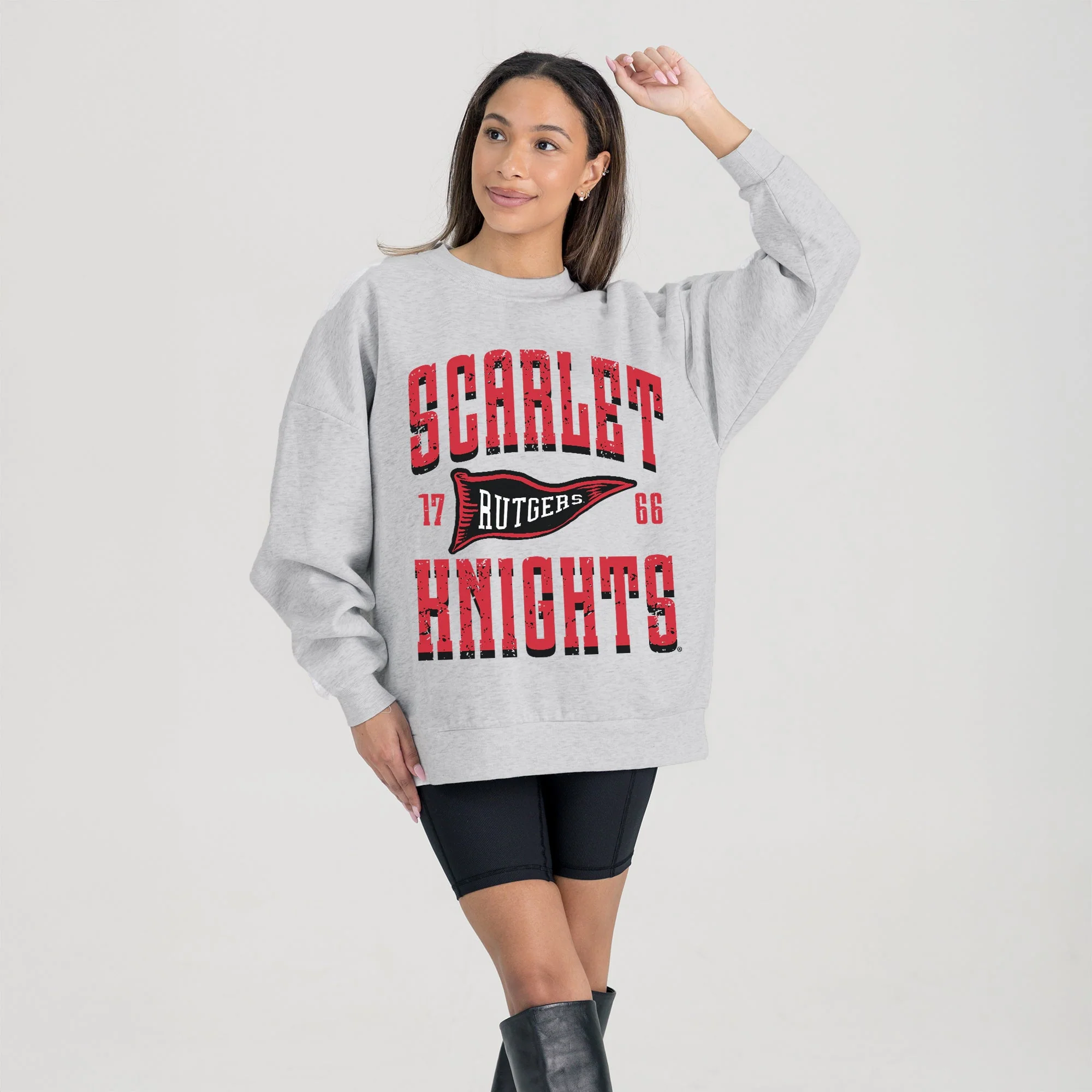 RUTGERS SCARLET KNIGHTS PENNANT PRIDE PREMIUM FLEECE DROP SHOULDER CREWNECK PULLOVER - Image 4