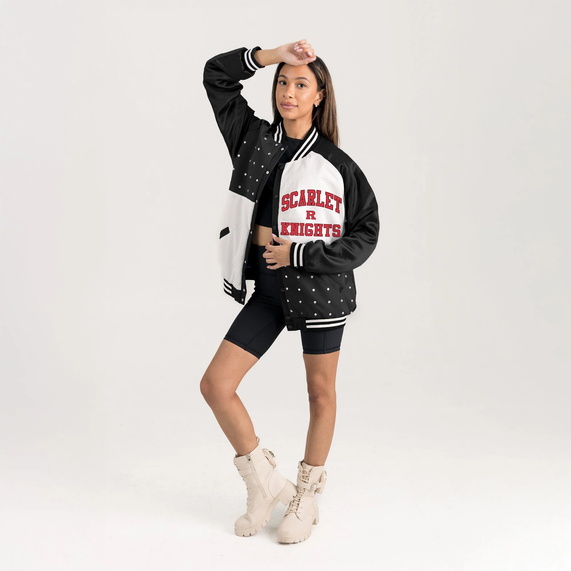 RUTGERS SCARLET KNIGHTS REFINED RIVALRY THROWBACK VARSITY BOMBER JACKET - Image 5