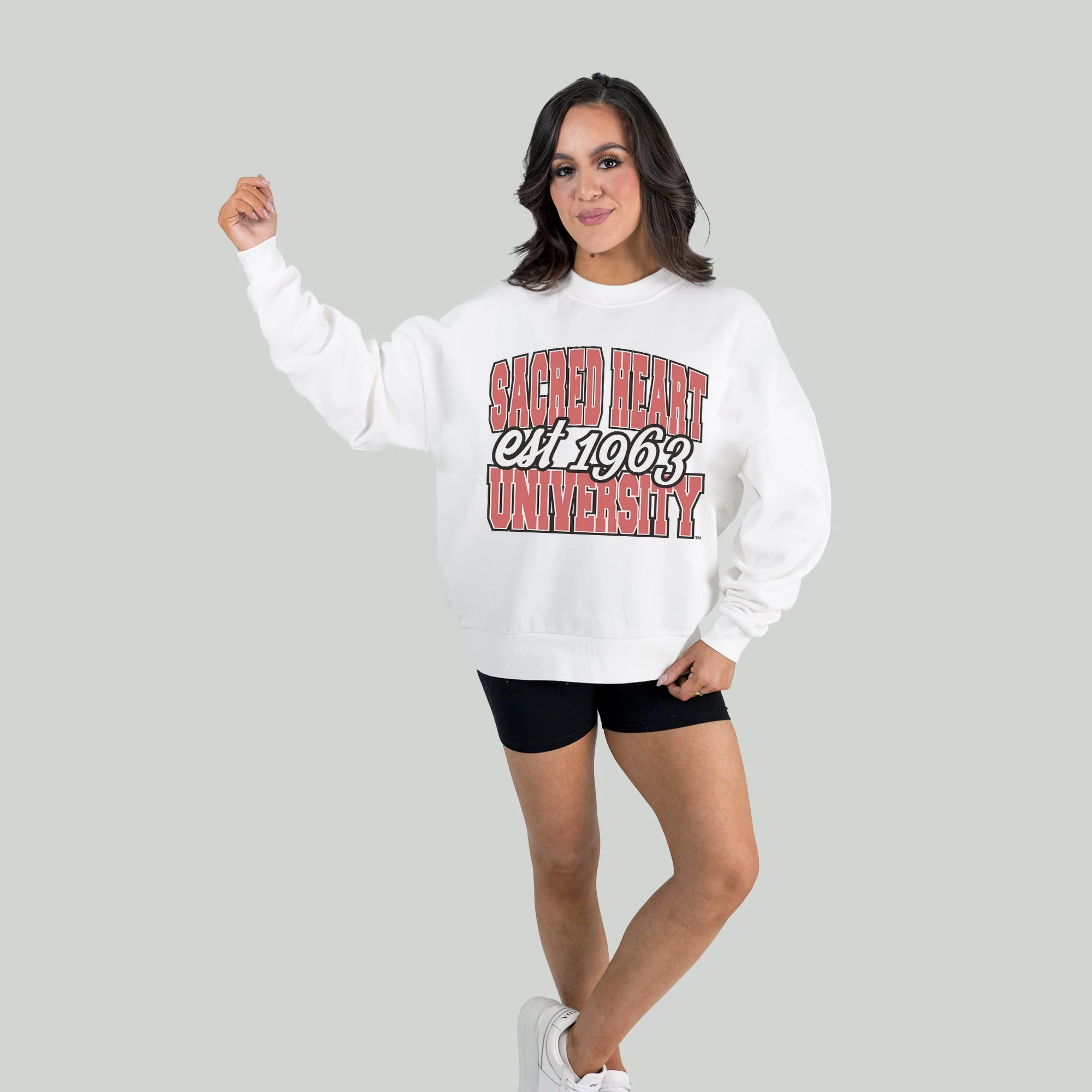 SACRED HEART PIONEERS FADED FORMATION PREMIUM FLEECE DROP SHOULDER CREWNECK PULLOVER - Image 4