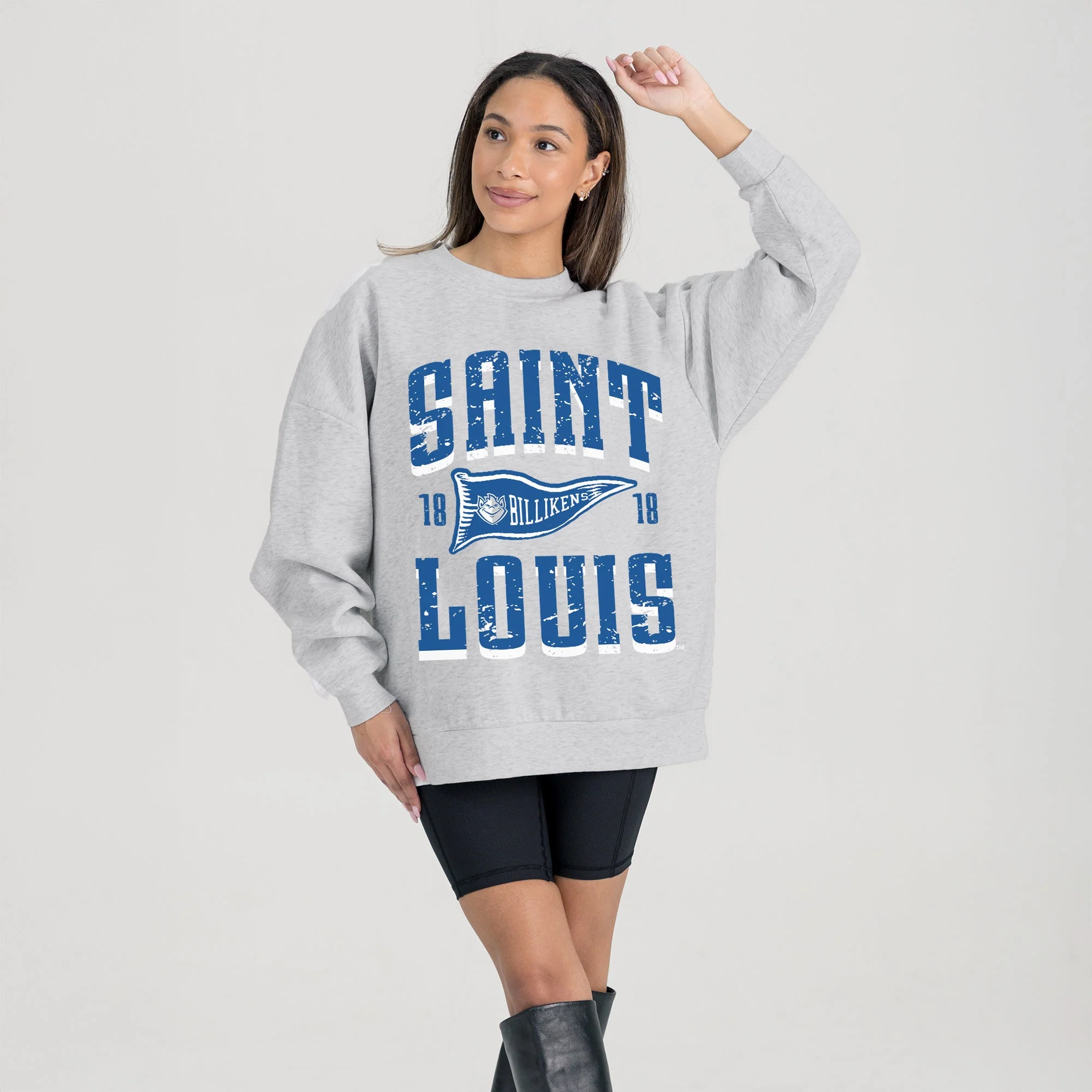 SAINT LOUIS BILLIKENS PENNANT PRIDE PREMIUM FLEECE DROP SHOULDER CREWNECK PULLOVER - Image 4