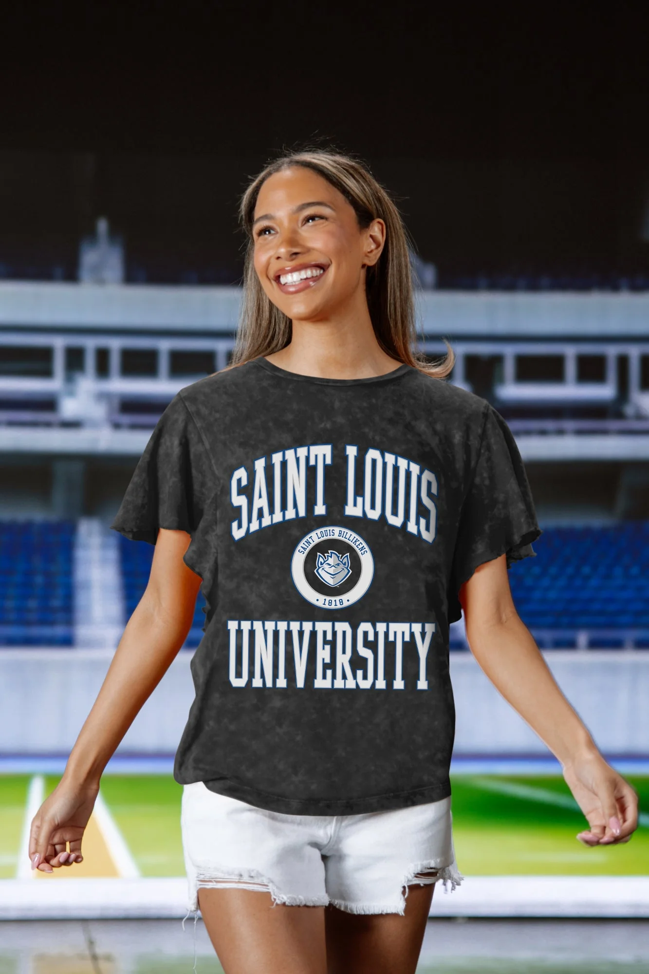 SAINT LOUIS BILLIKENS VICTORY MODE FLUTTER SLEEVE TEE IN BLACK - Image 4