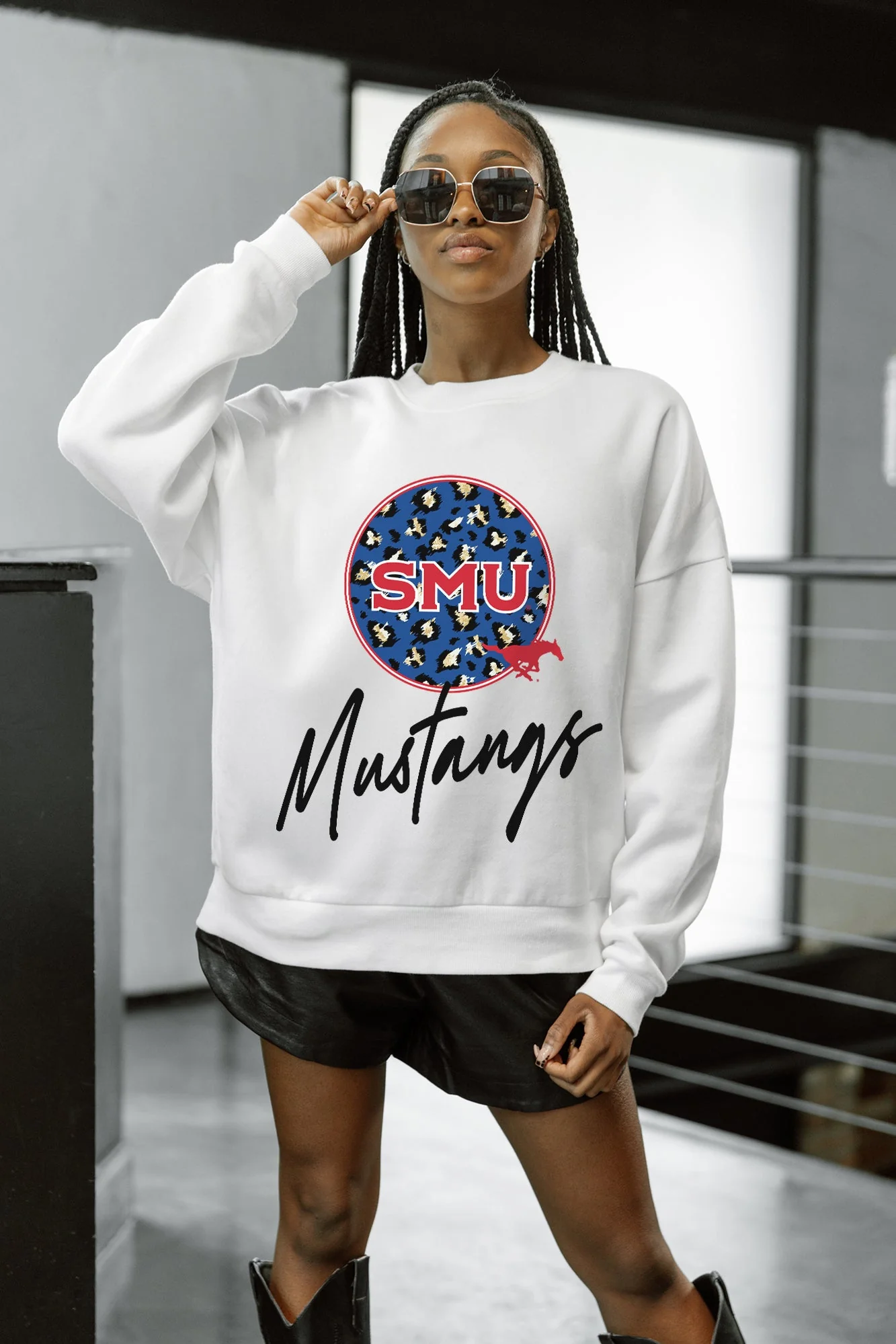 SMU MUSTANGS WILD BREAKTHROUGH PREMIUM FLEECE CREWNECK PULLOVER - Image 4