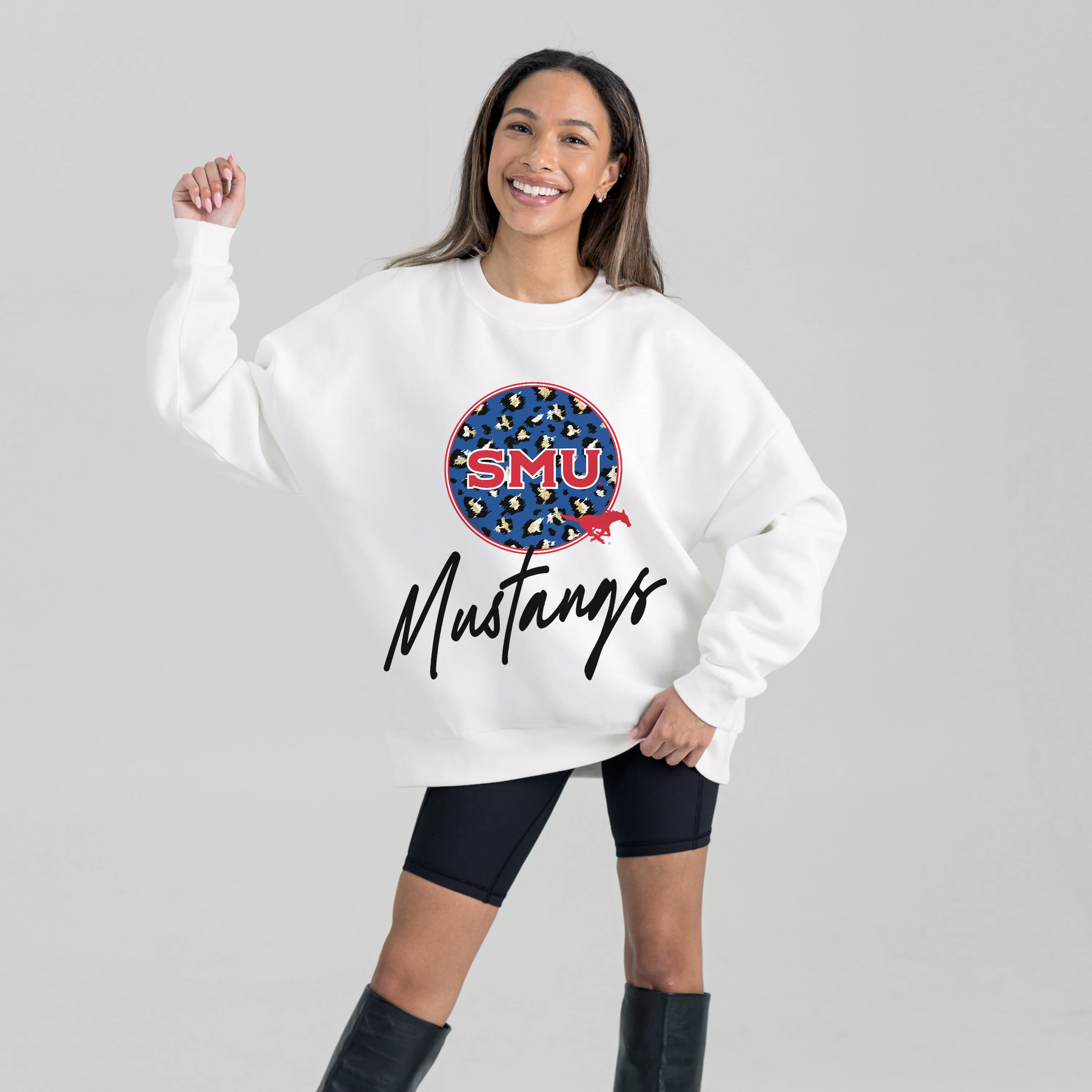 SMU MUSTANGS WILD BREAKTHROUGH PREMIUM FLEECE CREWNECK PULLOVER - Image 5