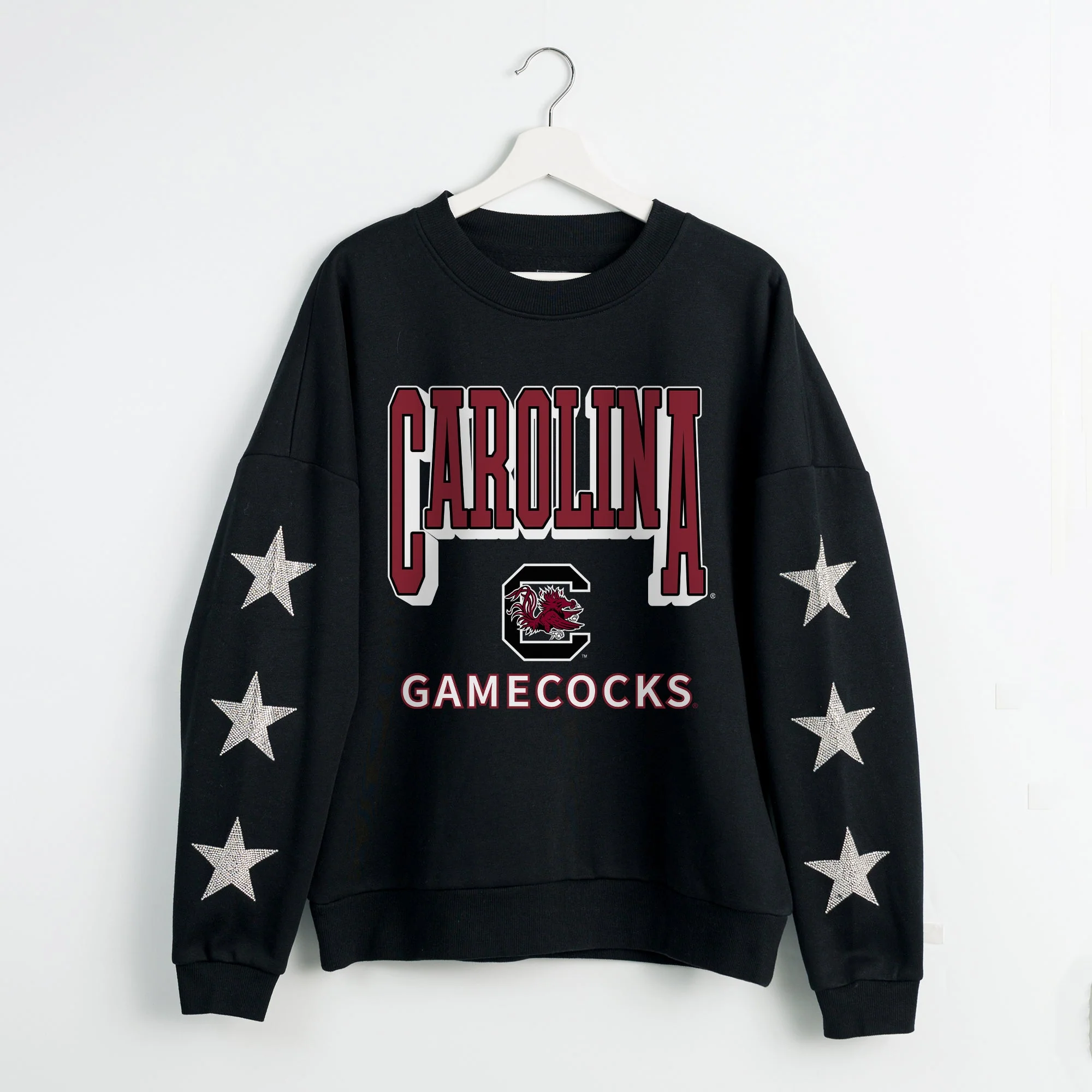 SOUTH CAROLINA GAMECOCKS PURE VICTORY EMBELLISHED STAR SLEEVE CREWNECK PULLOVER