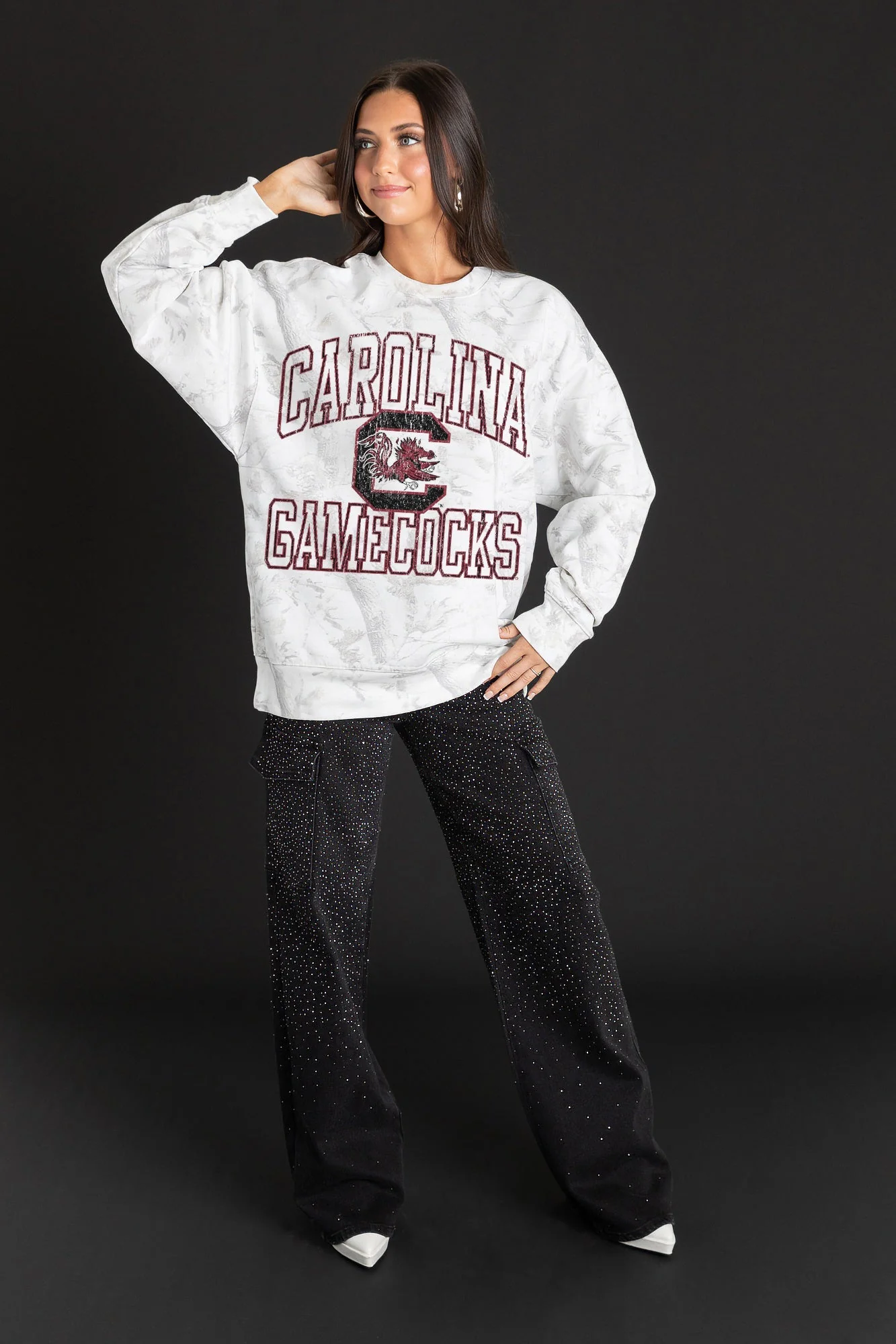 SOUTH CAROLINA GAMECOCKS WHITEOUT PREMIUM DROP SHOULDER CAMO PULLOVER - Image 3