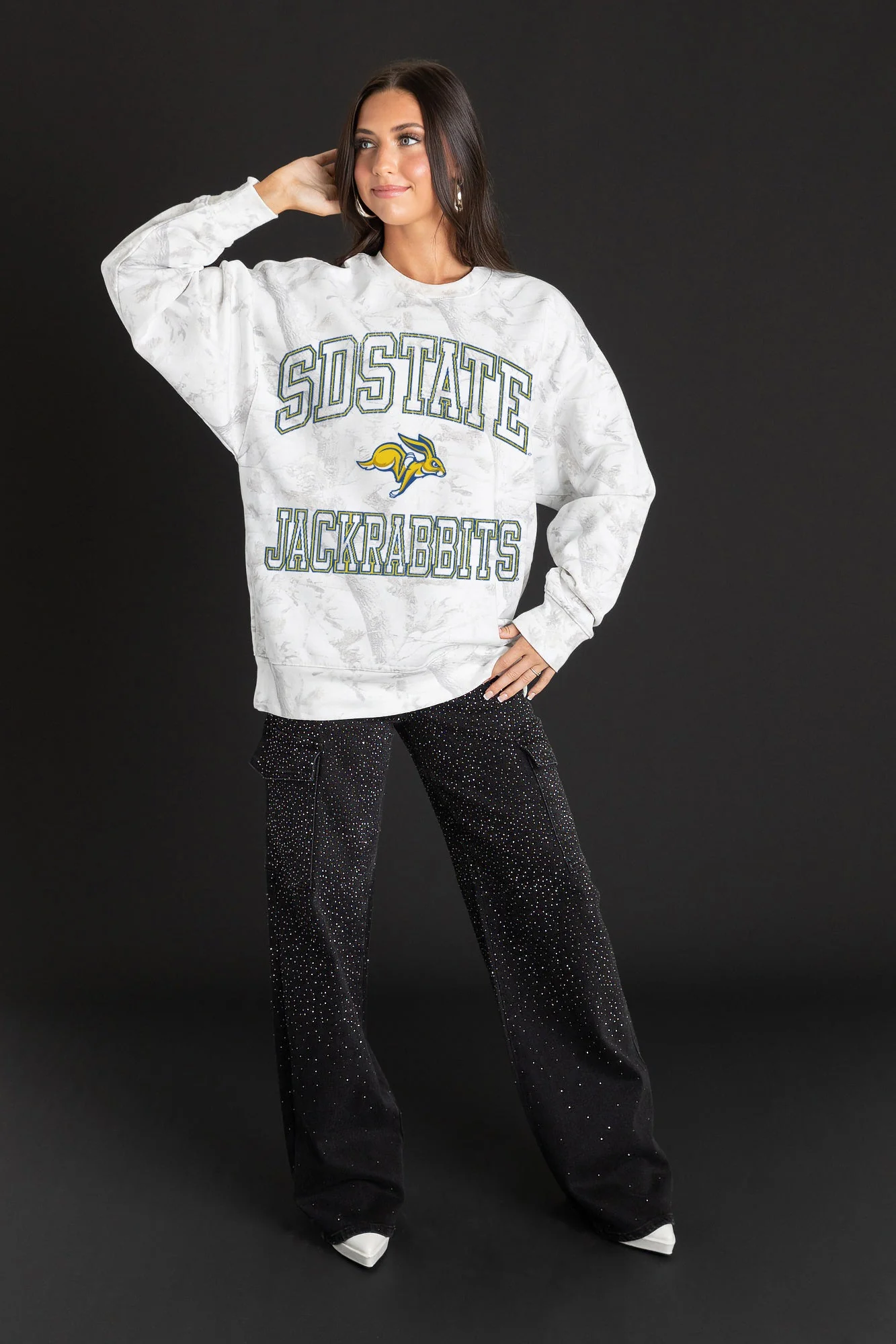 SOUTH DAKOTA STATE JACKRABBITS WHITEOUT PREMIUM DROP SHOULDER CAMO PULLOVER - Image 3