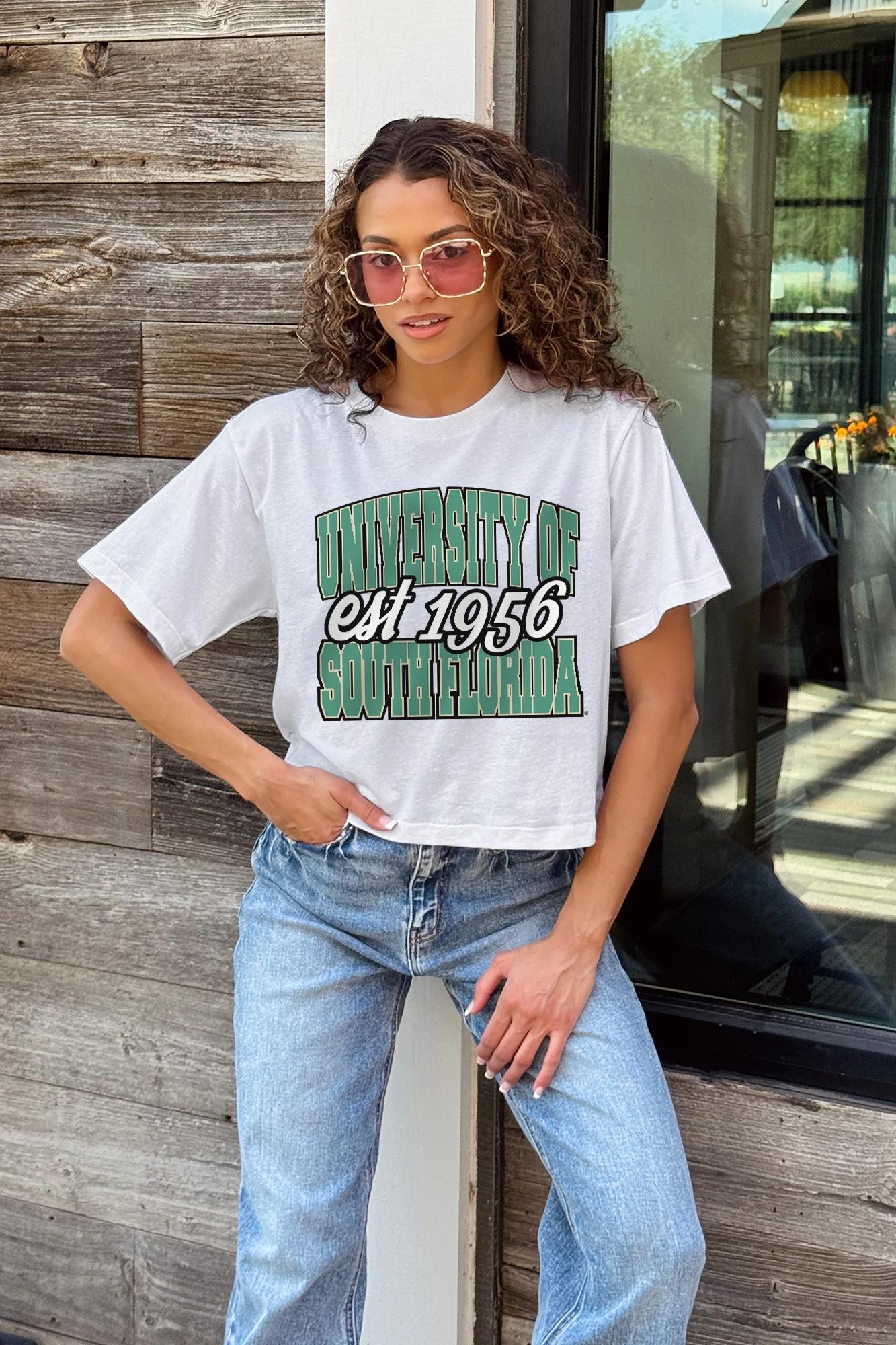 SOUTH FLORIDA BULLS DEEP ROOTS BOXY FIT WOMEN'S CROPPED TEE - Image 3