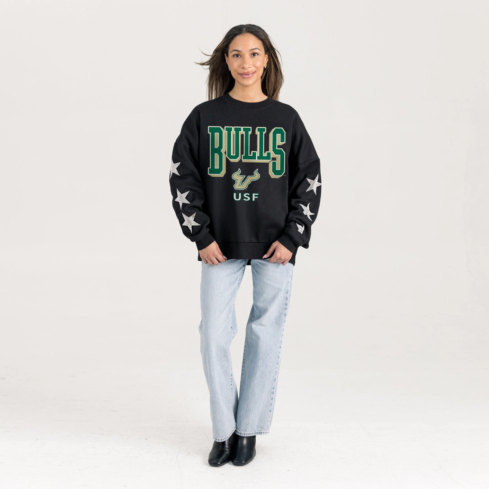 SOUTH FLORIDA BULLS PURE VICTORY EMBELLISHED STAR SLEEVE CREWNECK PULLOVER - Image 4