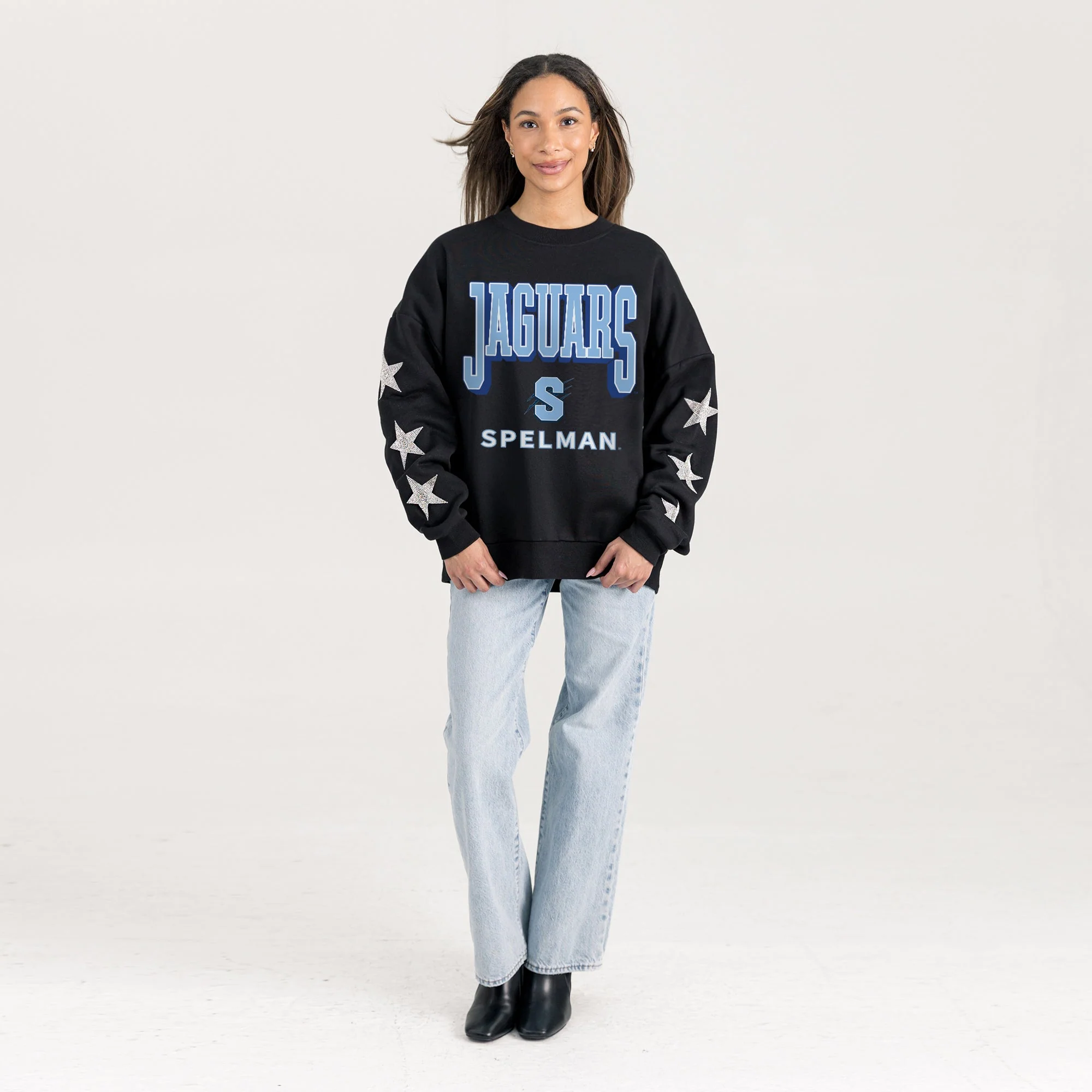 SPELMAN COLLEGE JAGUARS PURE VICTORY EMBELLISHED STAR SLEEVE CREWNECK PULLOVER - Image 4