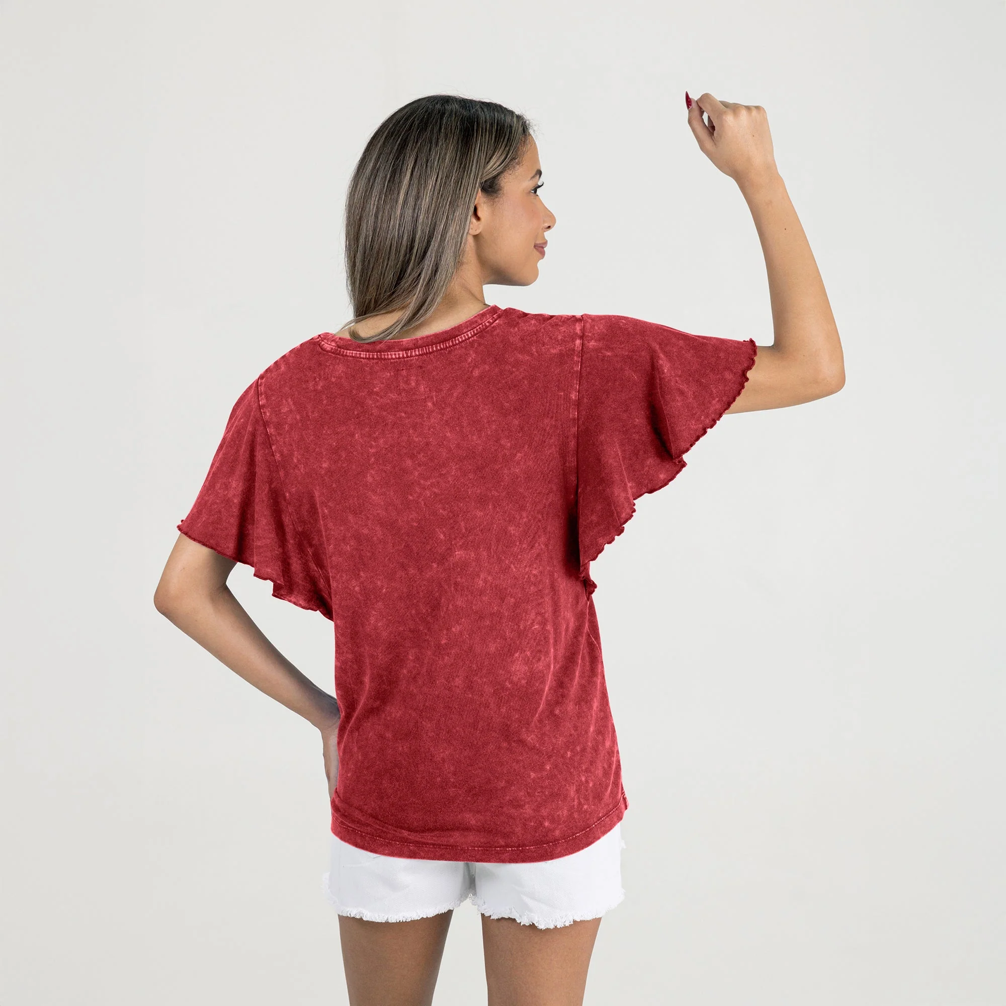 STANFORD CARDINAL VICTORY MODE FLUTTER SLEEVE TEE IN CRIMSON - Image 5