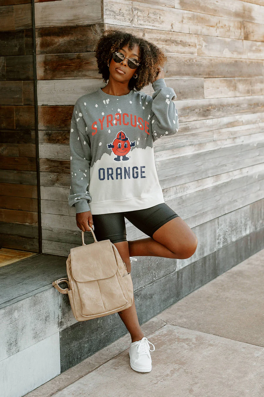 SYRACUSE ORANGE Upcycle And Vintage Faded Wash Pullover - Image 2