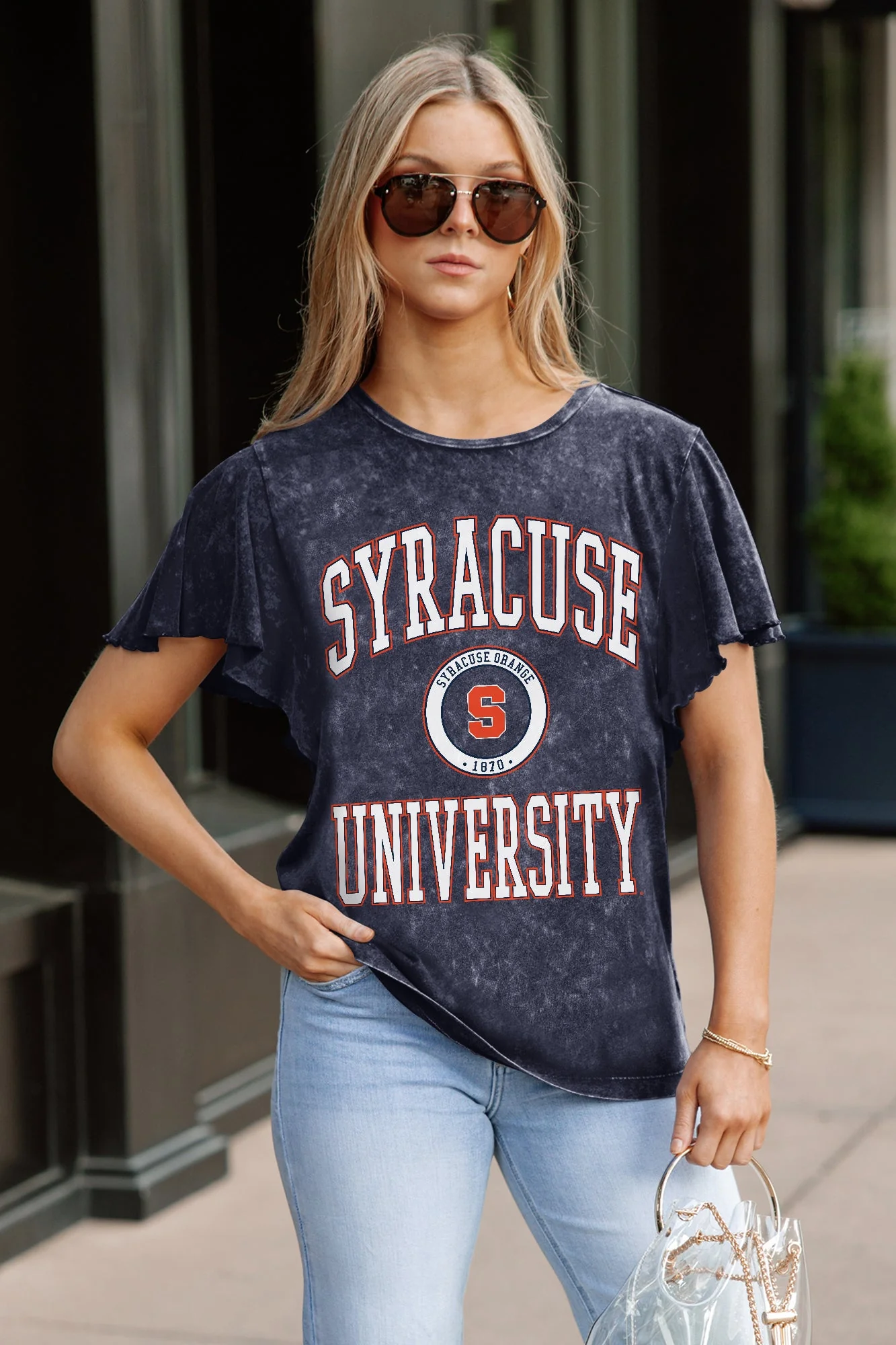 SYRACUSE ORANGE VICTORY MODE FLUTTER SLEEVE TEE IN NAVY - Image 2