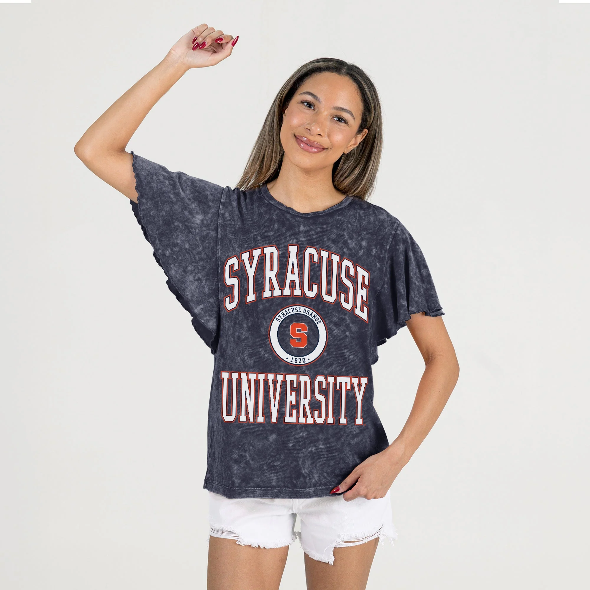 SYRACUSE ORANGE VICTORY MODE FLUTTER SLEEVE TEE IN NAVY - Image 4