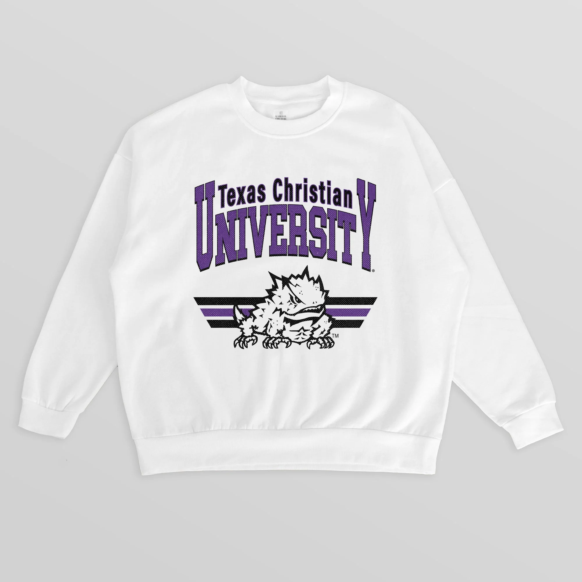 TCU HORNED FROGS SWIFT STRIKE PREMIUM FLEECE DROP SHOULDER CREWNECK PULLOVER