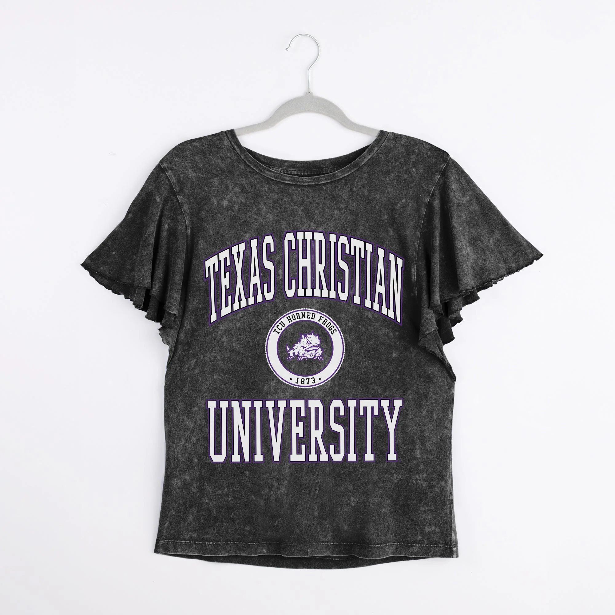 TCU HORNED FROGS VICTORY MODE FLUTTER SLEEVE TEE IN BLACK - Image 8