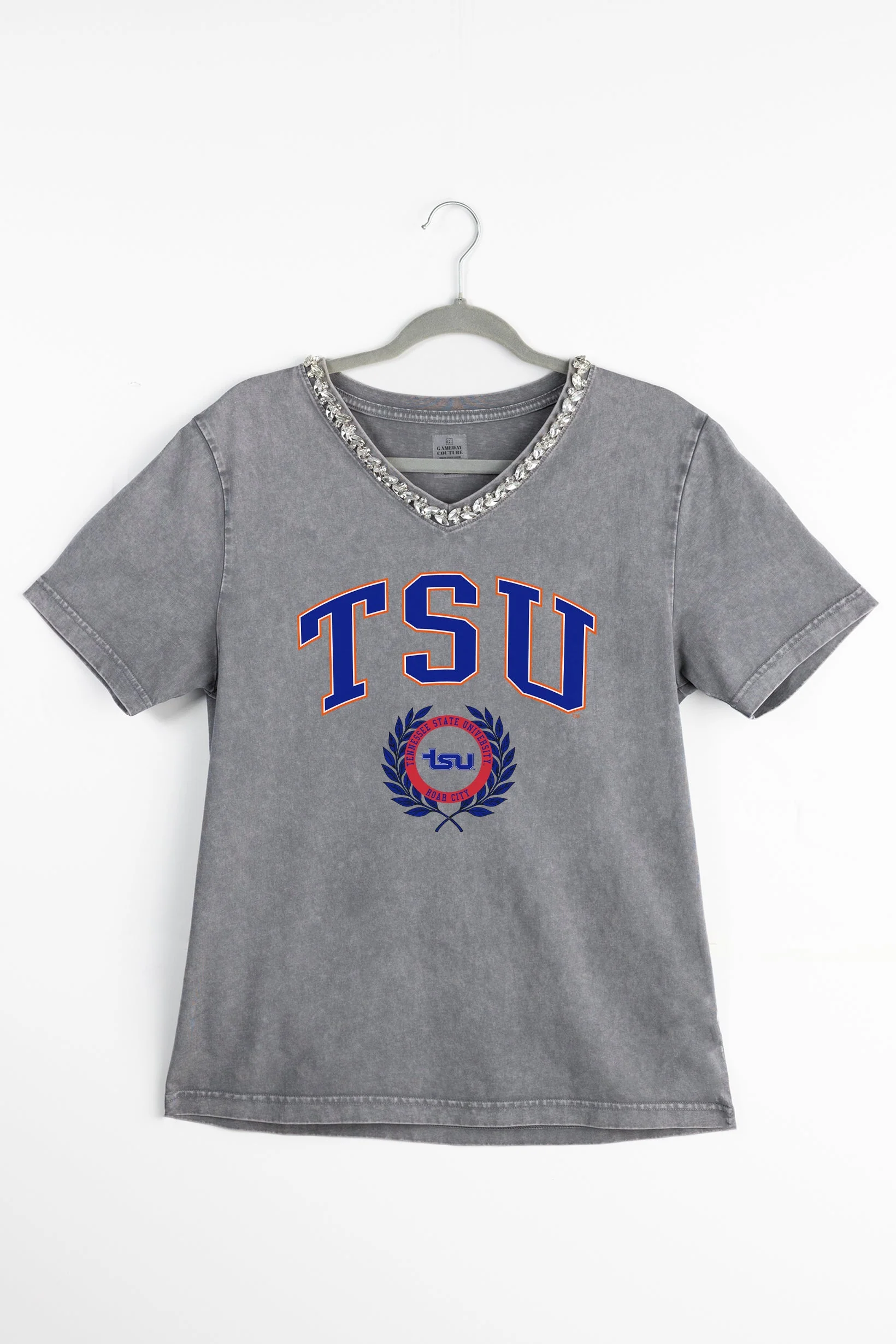TENNESSEE STATE TIGERS ICONIC EDGE RHINESTONE TRIM V-NECK TEE - Image 8